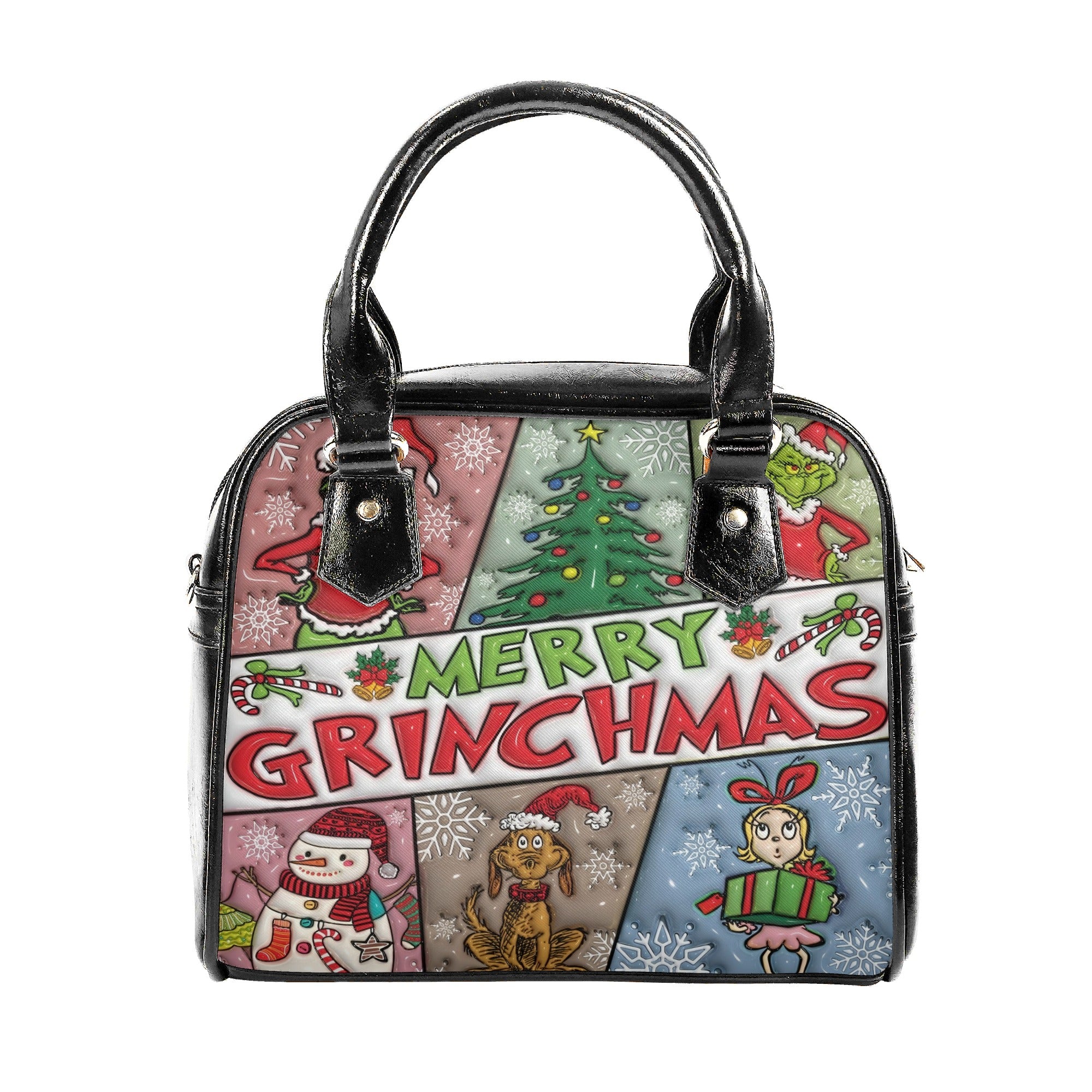Festive Christmas Handbag, Winter Cartoon Tote Bag, Holiday Party Purse, Cute Xmas Gift Bag