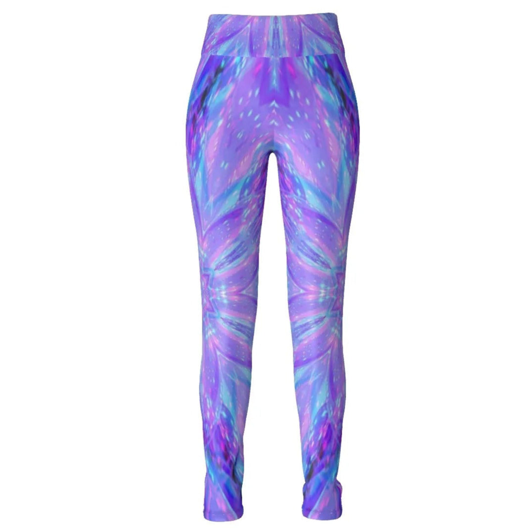 Kaleio Galaxy Leggings, Trippy Psychedelic Yoga Pants, Holographic Mandala Space Tights, Cosmic Festival Activewear for Women