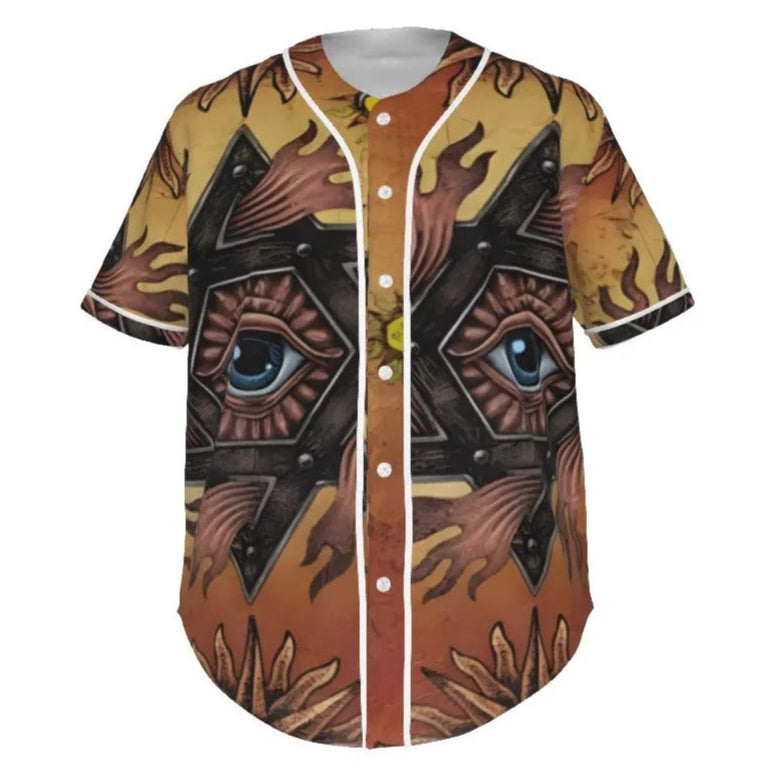 Mystic Eye Mandala Baseball Shirt, Sacred Geometry Raglan Tee, Esoteric Visionary Art Sportswear, Spiritual Street Style Top