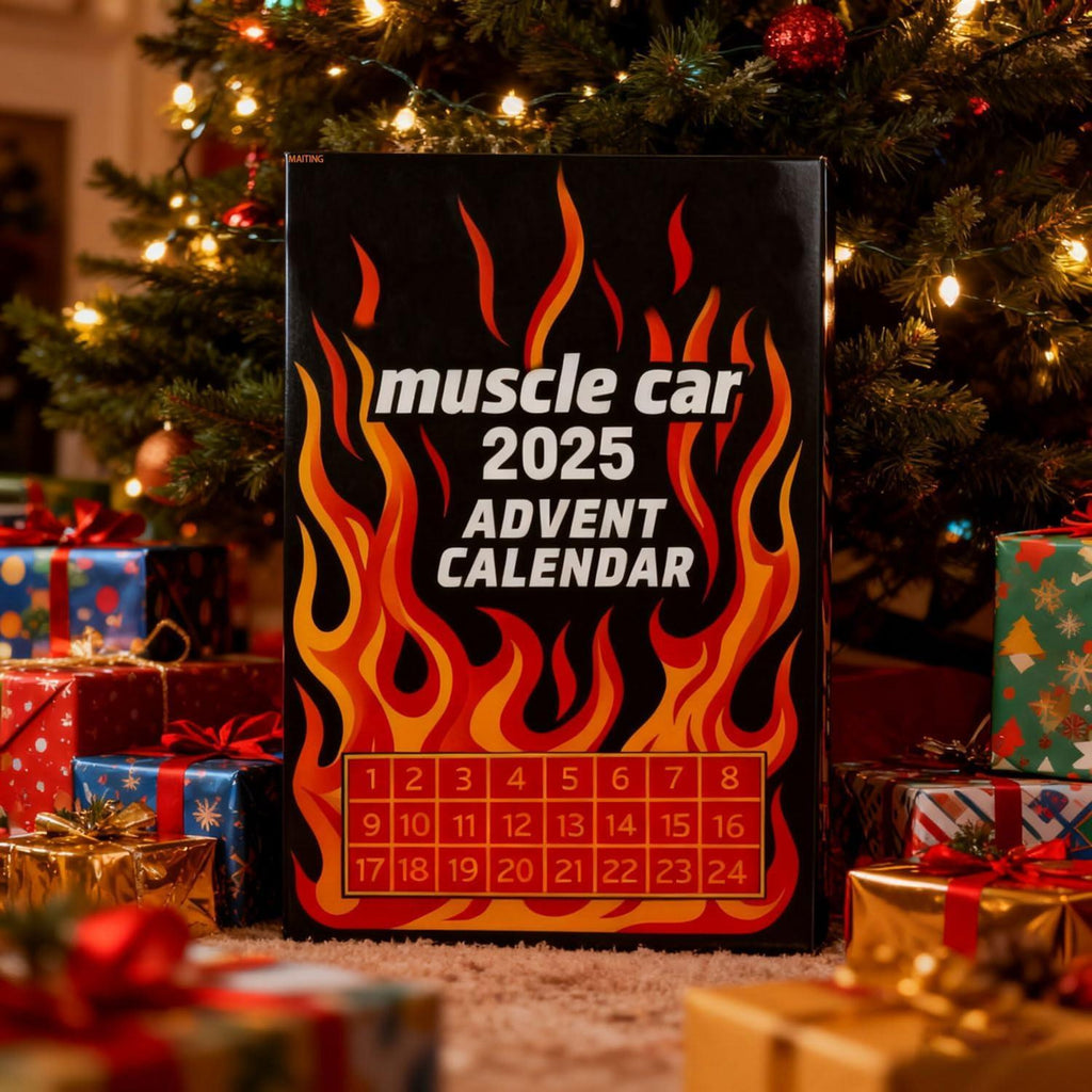 Muscle Car Advent Calendar 2025, 24 Diecast Cars, Collector Gift for Men, Racing Car Minis, Hot Rod Christmas Countdown