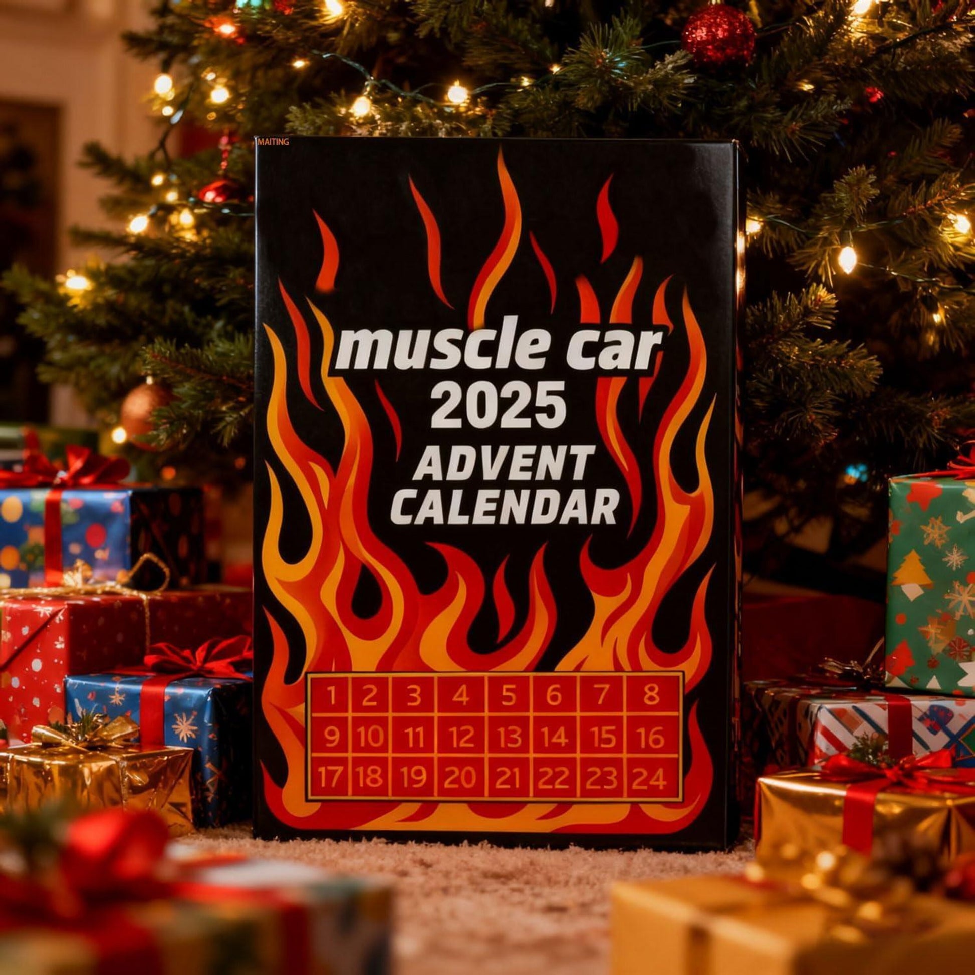 Muscle Car Advent Calendar 2025, 24 Diecast Cars, Collector Gift for Men, Racing Car Minis, Hot Rod Christmas Countdown