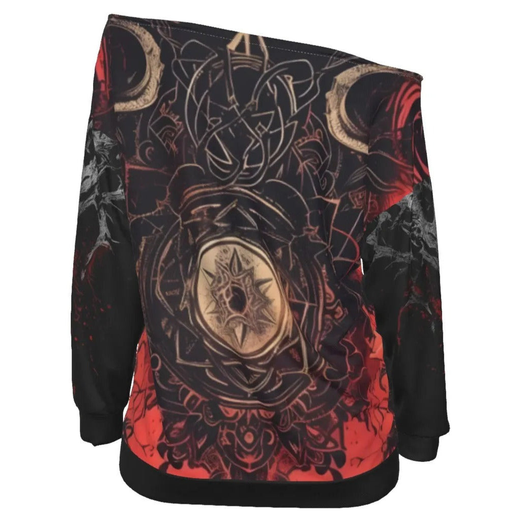 Mandala Halloween Skull Off-Shoulder Top, Womens Halloween Costumes, Halloween Horror Nights Shirt