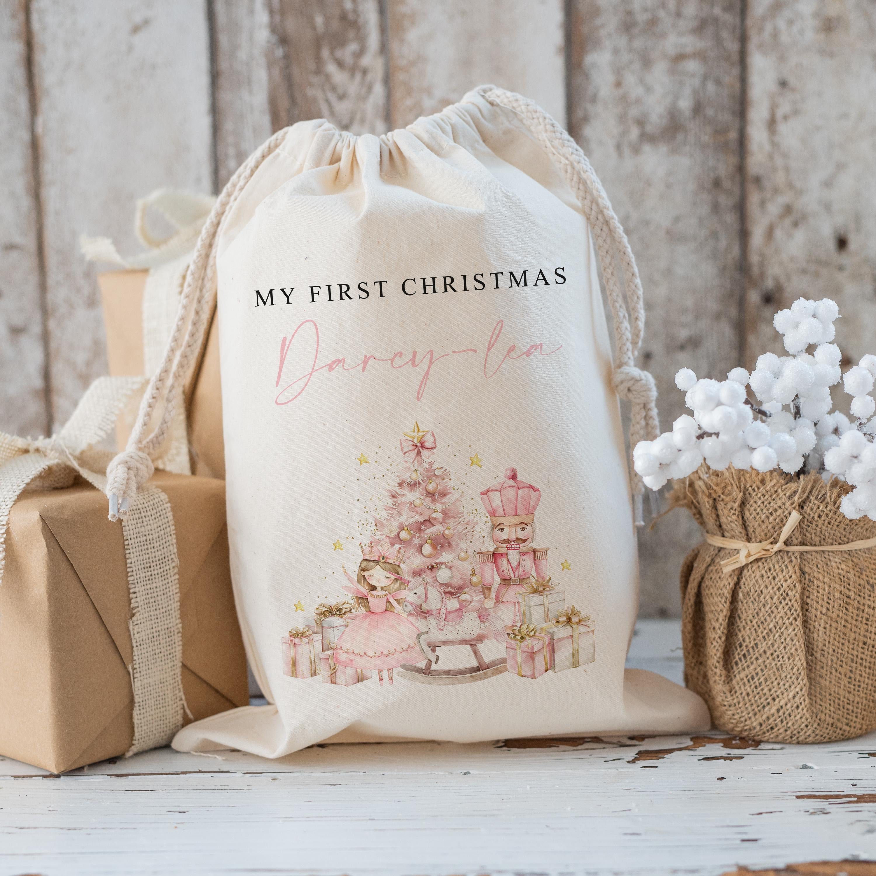 Personalized Christmas Gift Bag, Nutcracker Santa Sack with Name, Holiday Toy Sack, Custom Xmas Gift Bag for Kids, Christmas Eve Bag