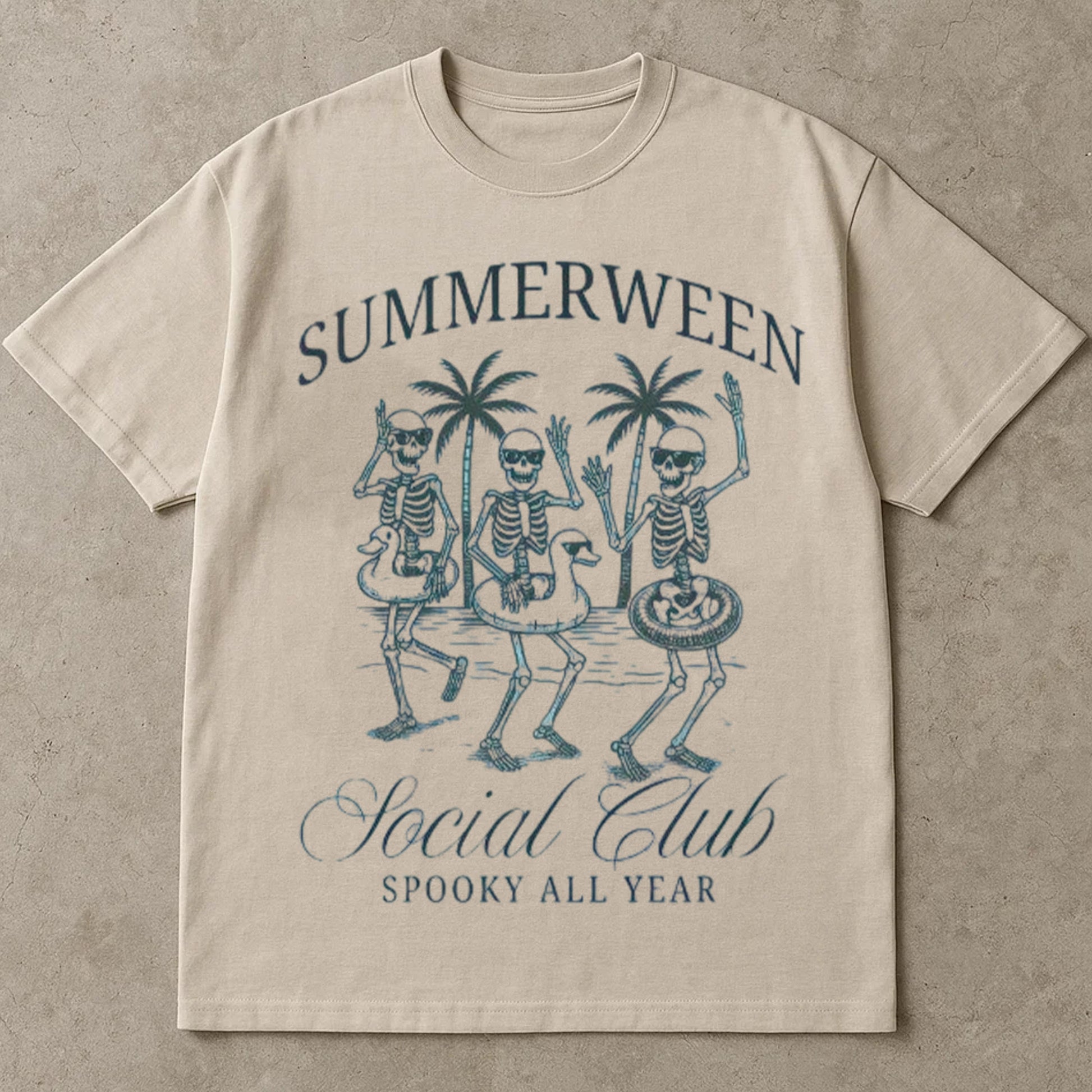 Summerween Shirt, Funny Halloween T Shirt, Summer Halloween Tee Shirt, Skeleton Beach Tee, Spooky Season Shirt, Graphic Tee