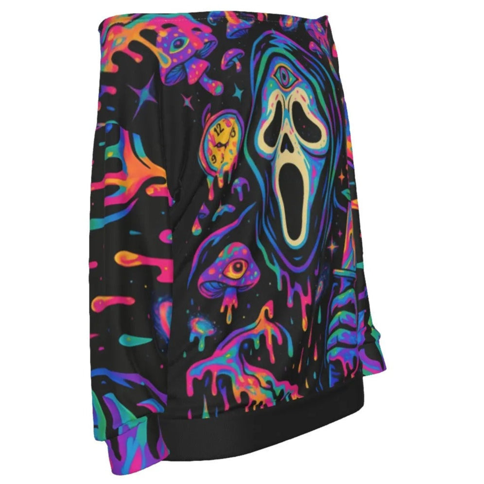 Psychedelic Halloween Mushrooms Off-Shoulder Top, Neon Trippy Mushroom Custom Shirt, Spooky Halloween Fashion, Halloween Costume Ideas