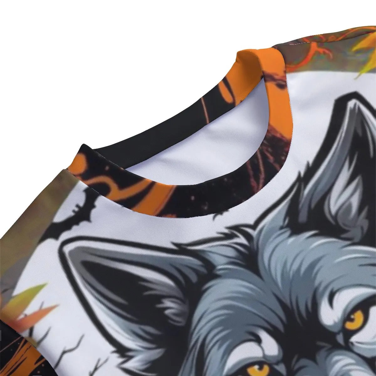 Howling Halloween Night Wolf Women’s Sweater, Spooky Pumpkin Bat Knitwear, Gothic Halloween Pullover, Autumn Wolf Fashion