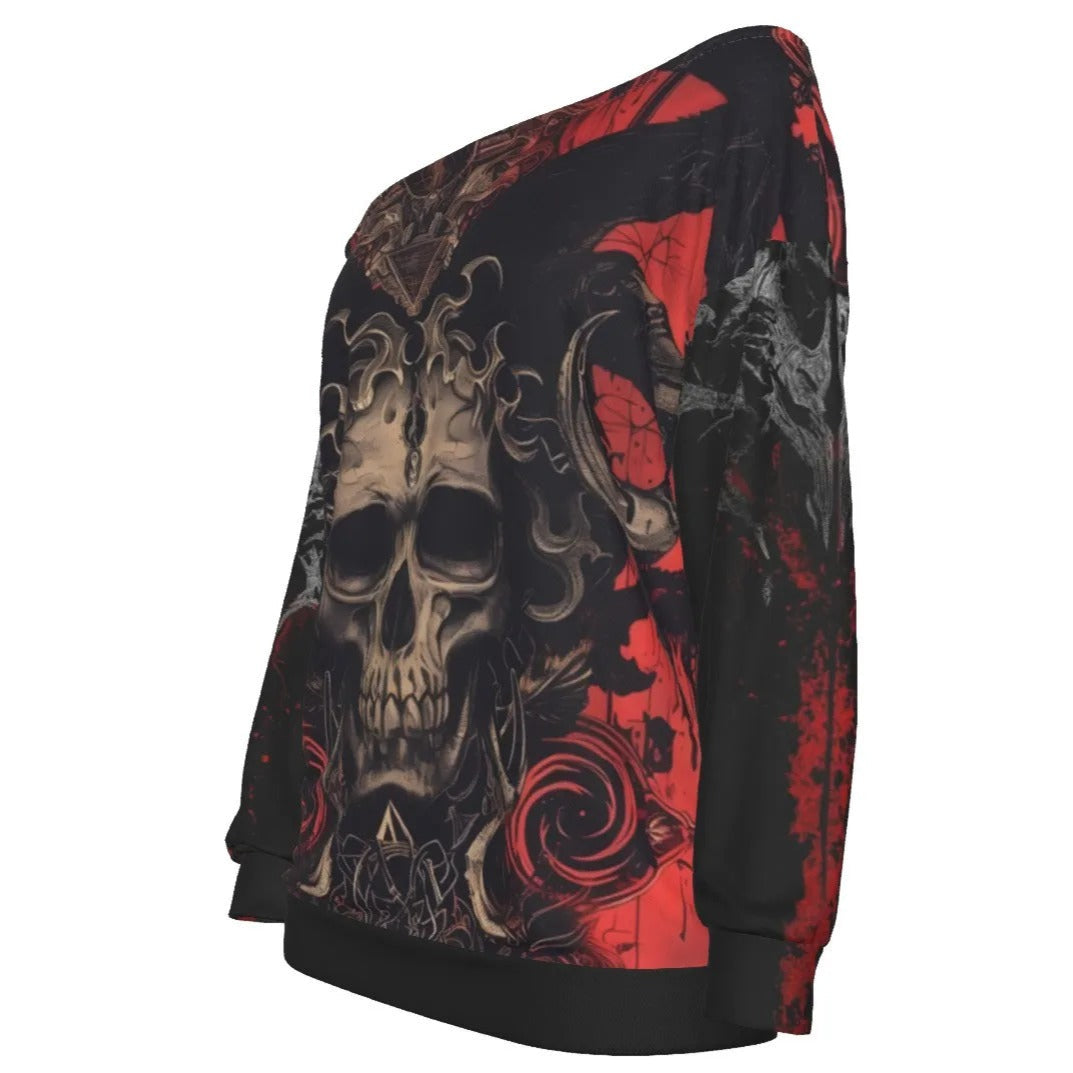 Mandala Halloween Skull Off-Shoulder Top, Womens Halloween Costumes, Halloween Horror Nights Shirt