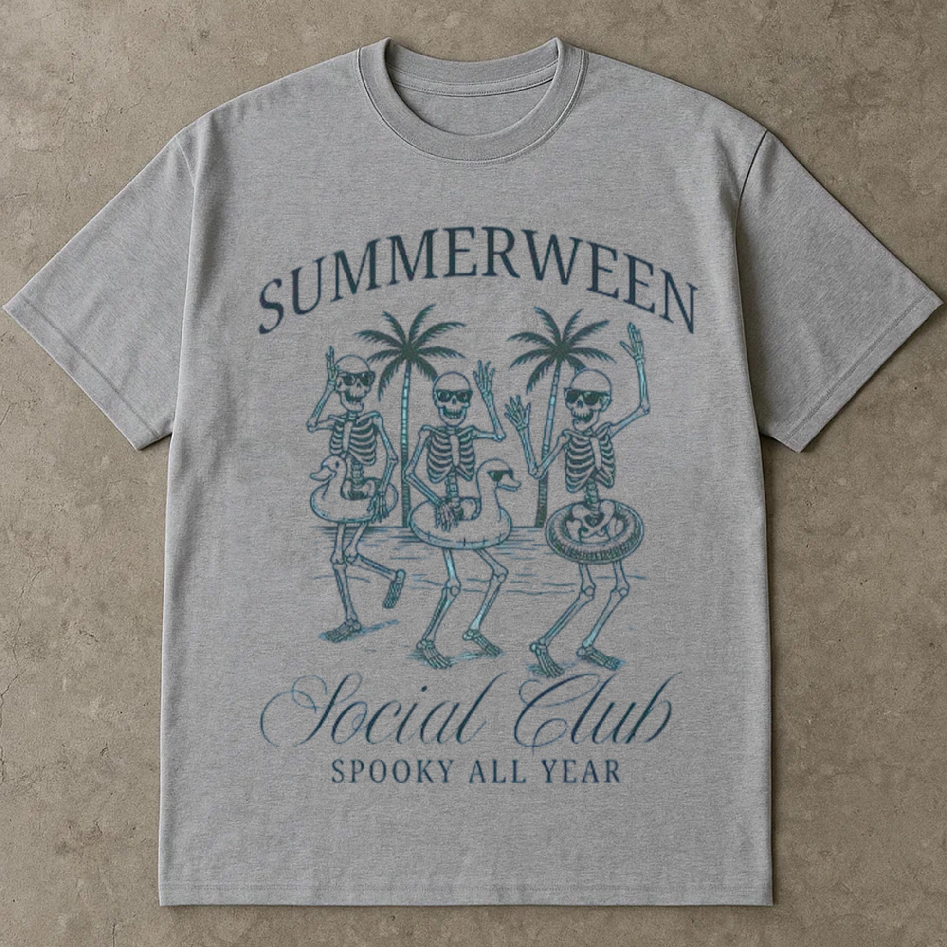 Summerween Shirt, Funny Halloween T Shirt, Summer Halloween Tee Shirt, Skeleton Beach Tee, Spooky Season Shirt, Graphic Tee