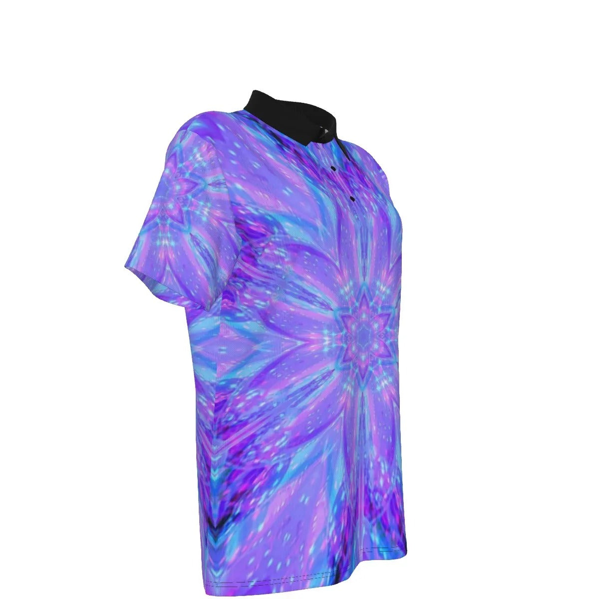 Kaleio Galaxy Women’s Polo Shirt, Trippy Psychedelic Golf Top, Holographic Mandala Space Polo, Cosmic Festival Streetwear