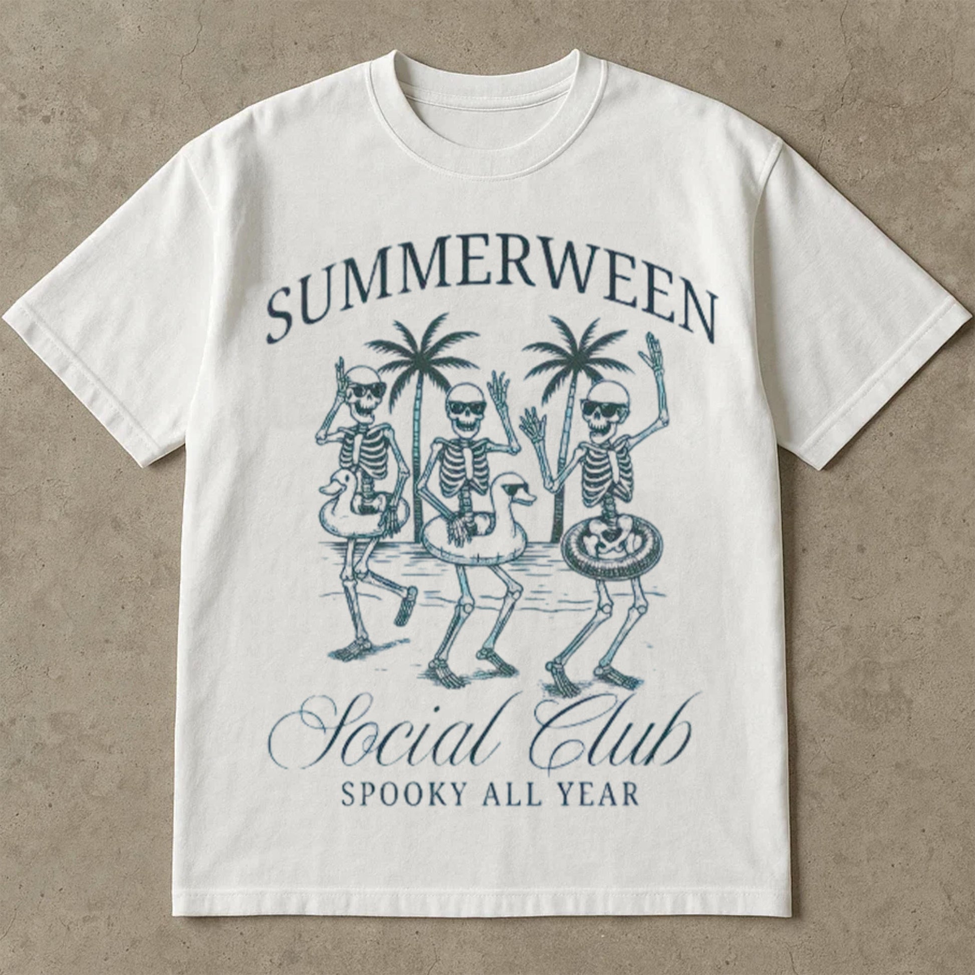 Summerween Shirt, Funny Halloween T Shirt, Summer Halloween Tee Shirt, Skeleton Beach Tee, Spooky Season Shirt, Graphic Tee