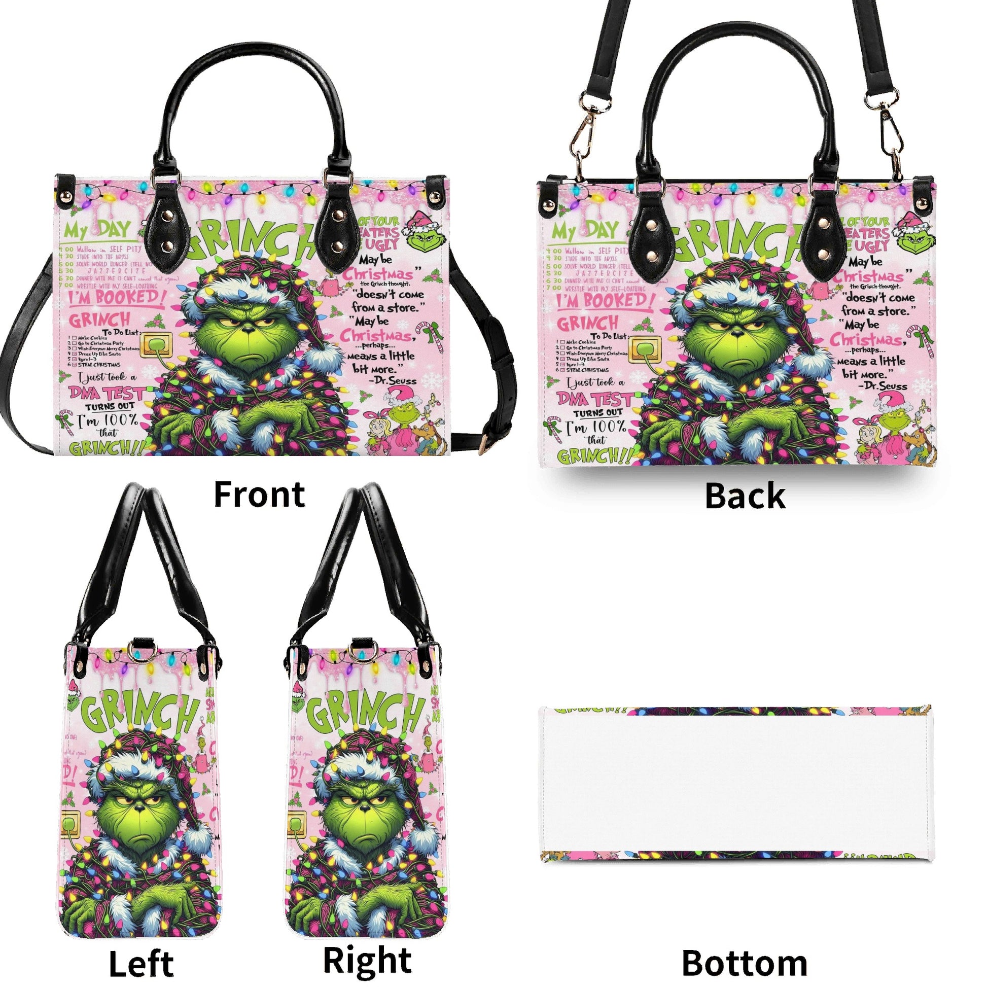 Pink Christmas Handbag, Festive Holiday Tote Bag, Cute Winter Purse, Trendy Christmas Shoulder Bag