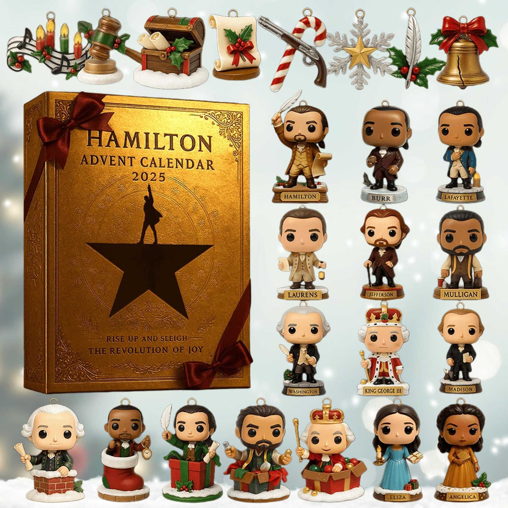 Hamilton Advent Calendar 2025, Musical Collectible Figures, Broadway Gift Set, 24 Mini Characters, Christmas Countdown Box