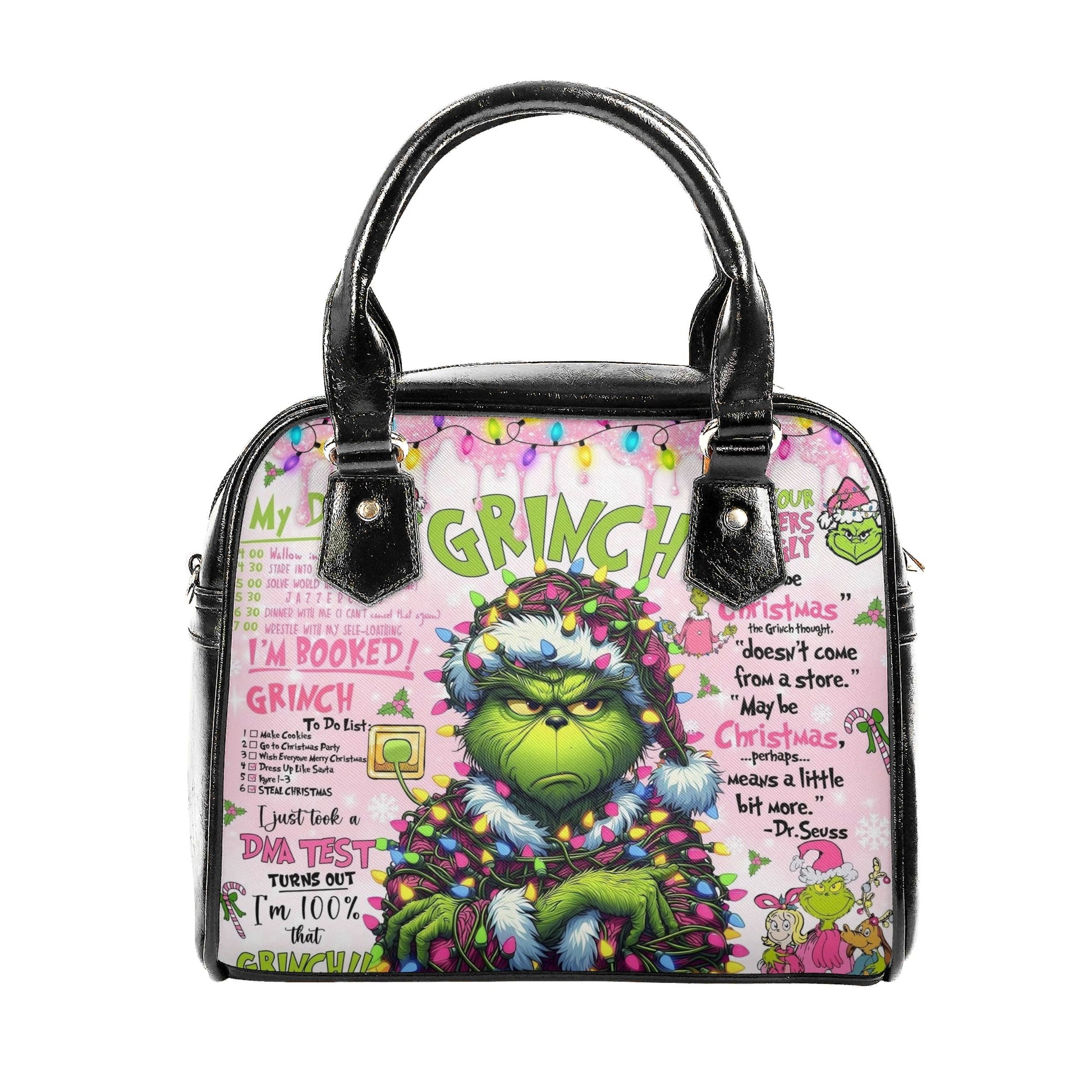 Pink Christmas Handbag, Festive Holiday Tote Bag, Cute Winter Purse, Trendy Christmas Shoulder Bag