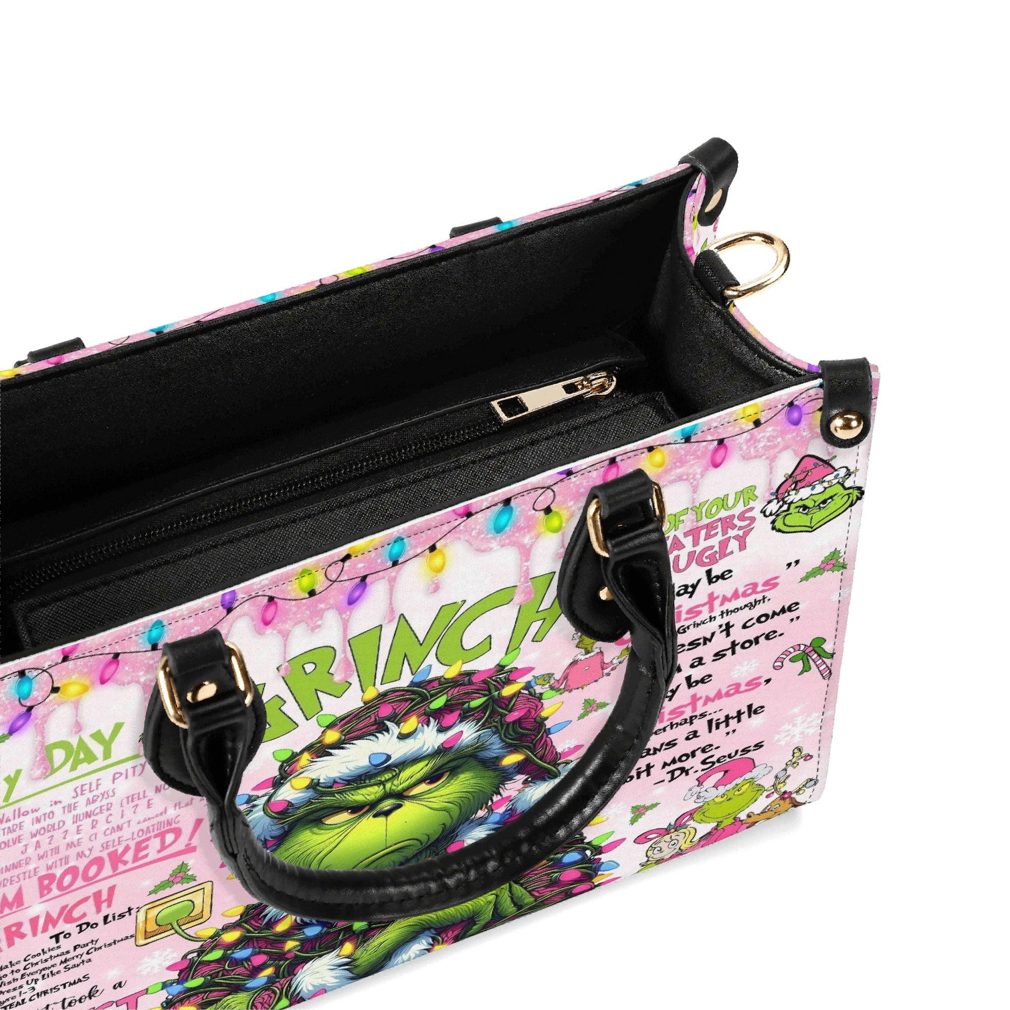 Pink Christmas Handbag, Festive Holiday Tote Bag, Cute Winter Purse, Trendy Christmas Shoulder Bag