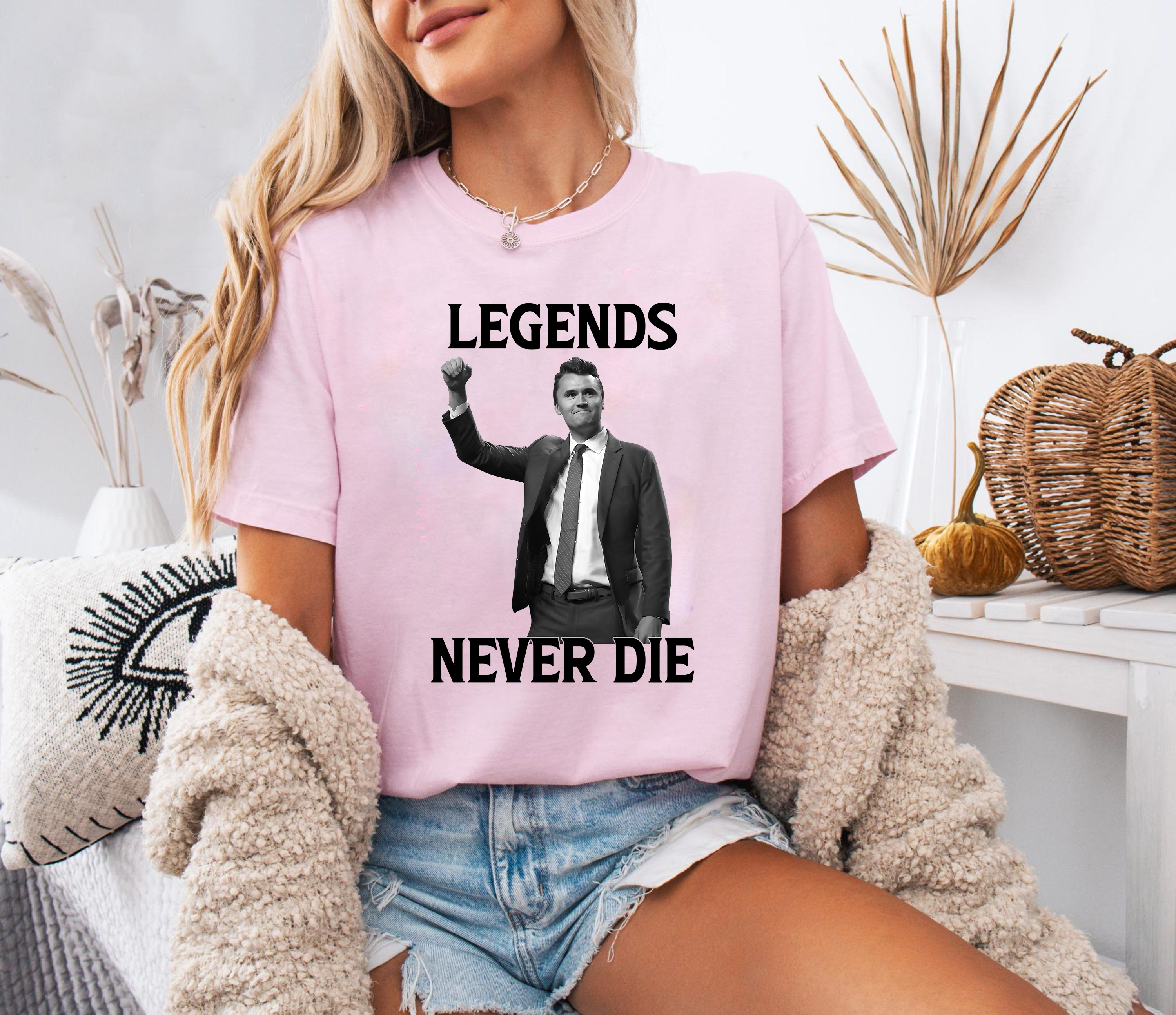 Legends Never Die Charlie Kirk Shirt, Patriot Conservative Memorial Tee, America Freedom Political TShirt