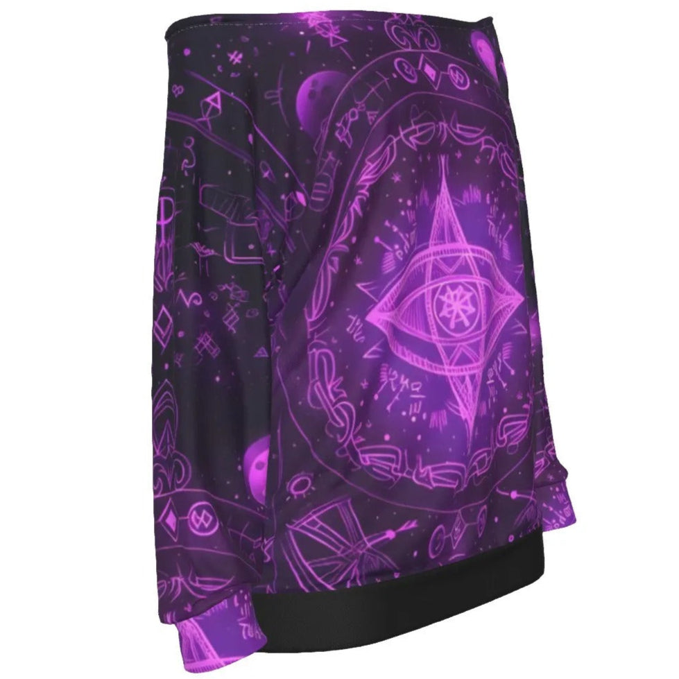 Mystical Fantasy Off-Shoulder, Arcane Magic Symbol Off-Shoulder, Witchcore Celestial Light Off-Shoulder, Vibrant Occult Energy Off-Shoulder, Esoteric Purple Spell Off-Shoulder