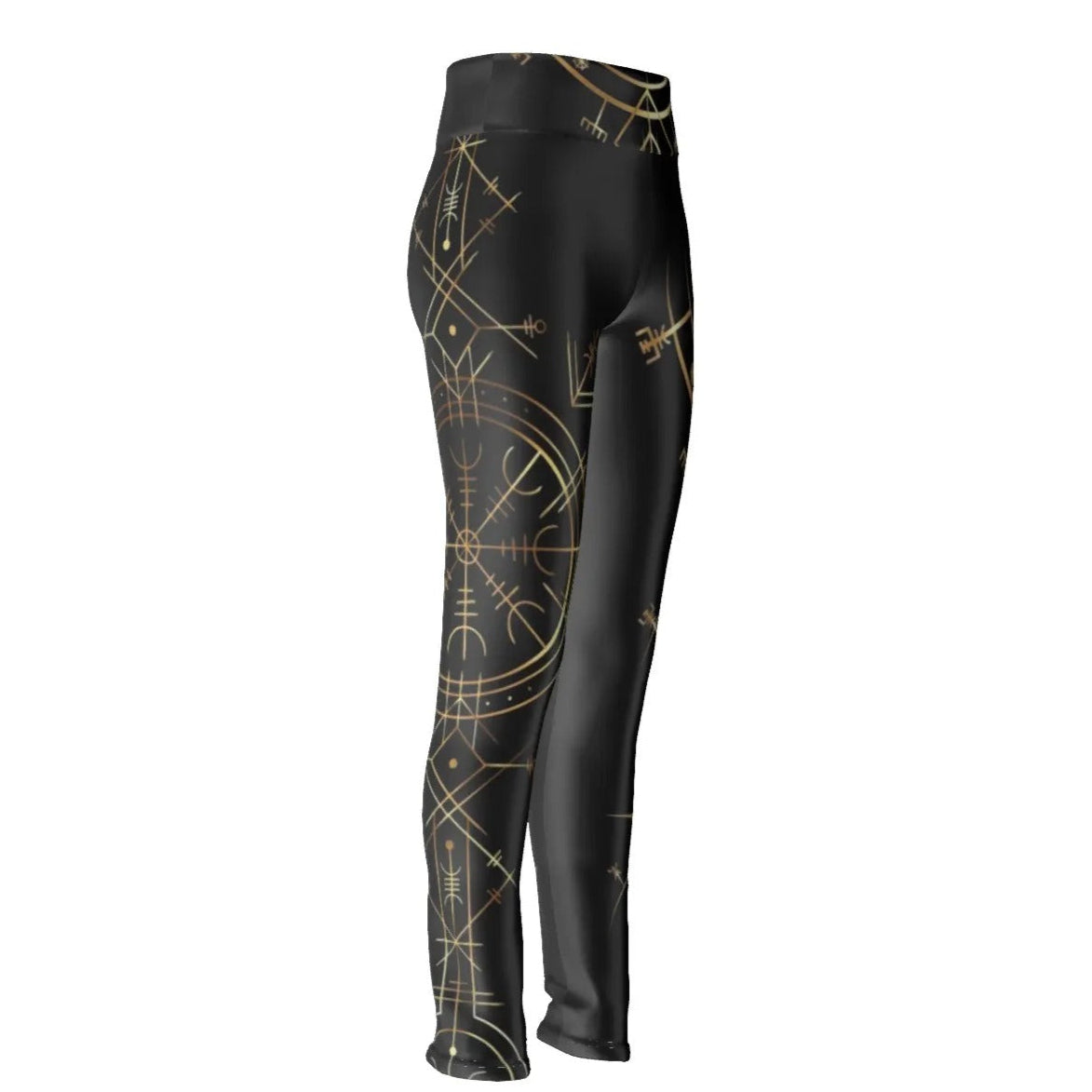 Viking Vegvisir Mysticism Leggings, Norse Compass Rune Yoga Pants, Nordic Viking Spiritual Activewear, Viking Sacred Geometry Tights