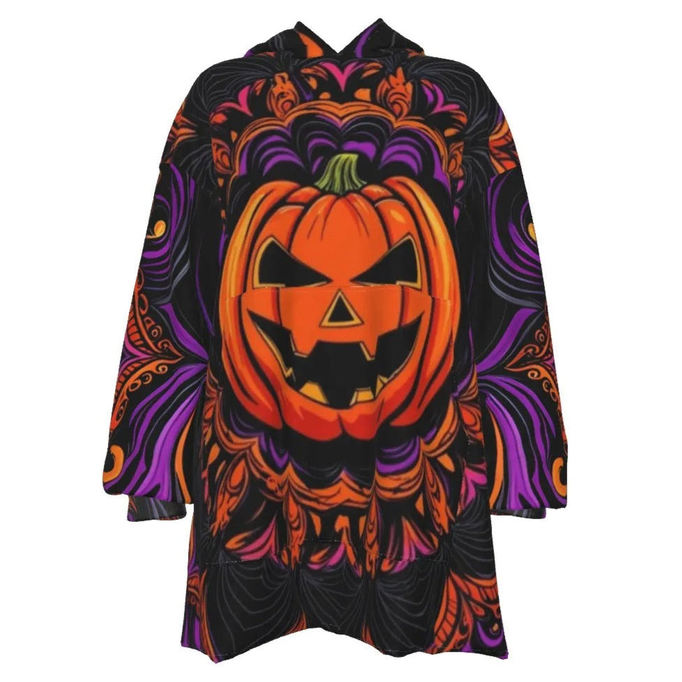 Pumpkin Mandala Magic Sherpa Fleece Hoodie, Couples Halloween Costumes, Halloween Costume Ideas Jack-o’-Lantern Cozy Jacket, Spooky Mandala Art