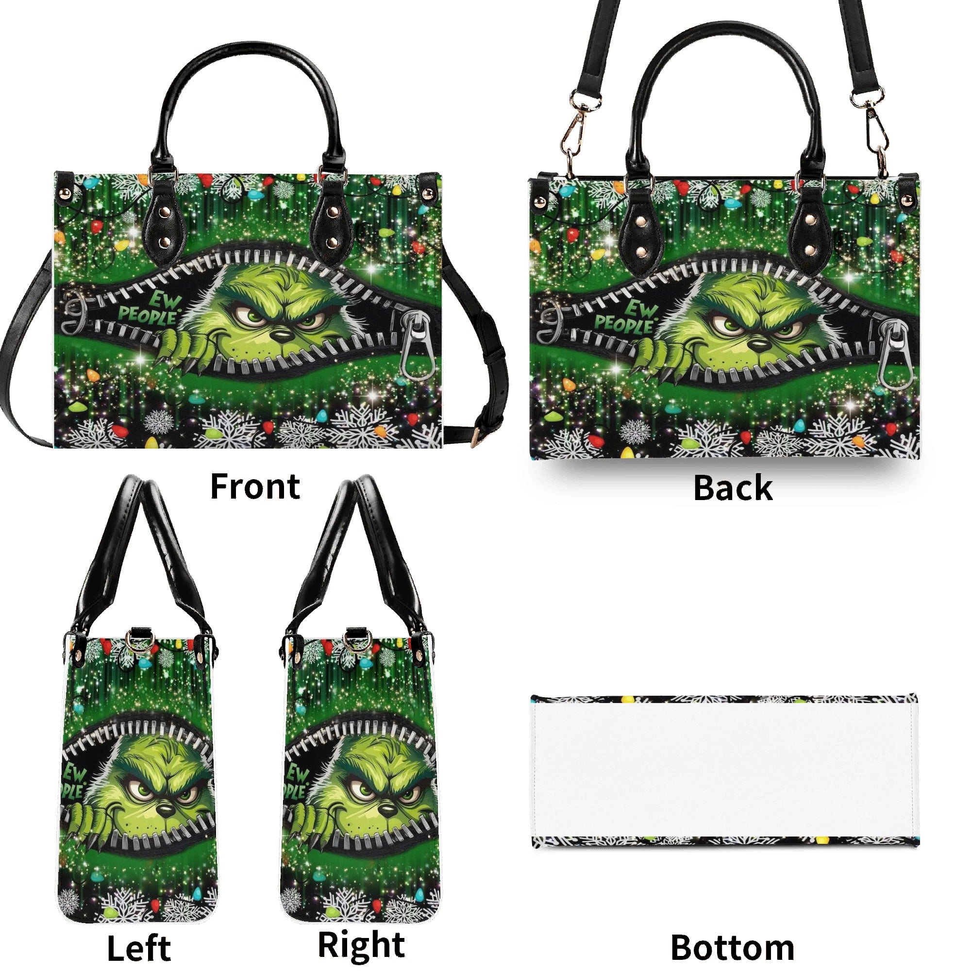 Dark Green Christmas Handbag, Sparkle Holiday Tote Bag, Festive Party Purse, Stylish Winter Bag, Trendy Christmas Shoulder Bag