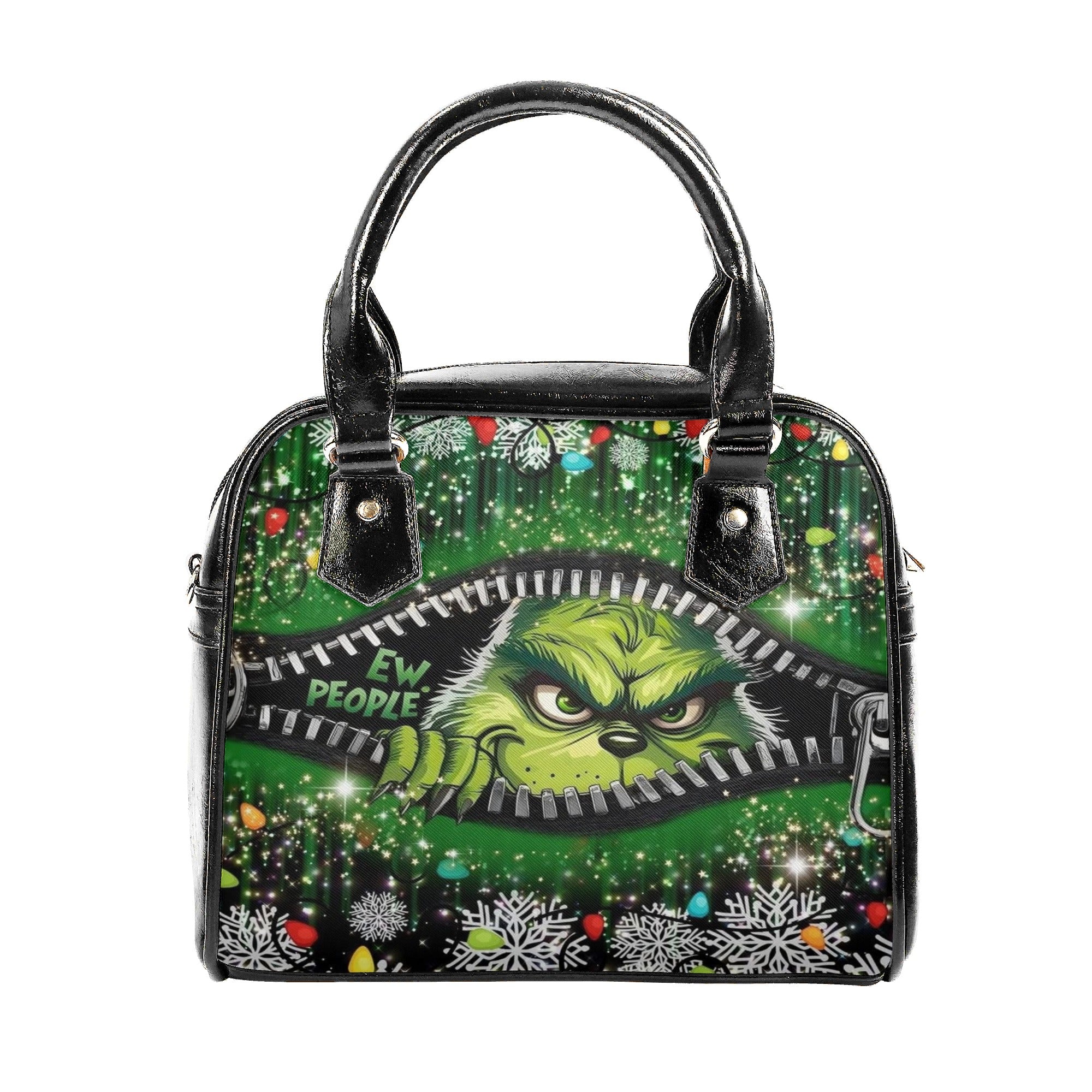 Dark Green Christmas Handbag, Sparkle Holiday Tote Bag, Festive Party Purse, Stylish Winter Bag, Trendy Christmas Shoulder Bag