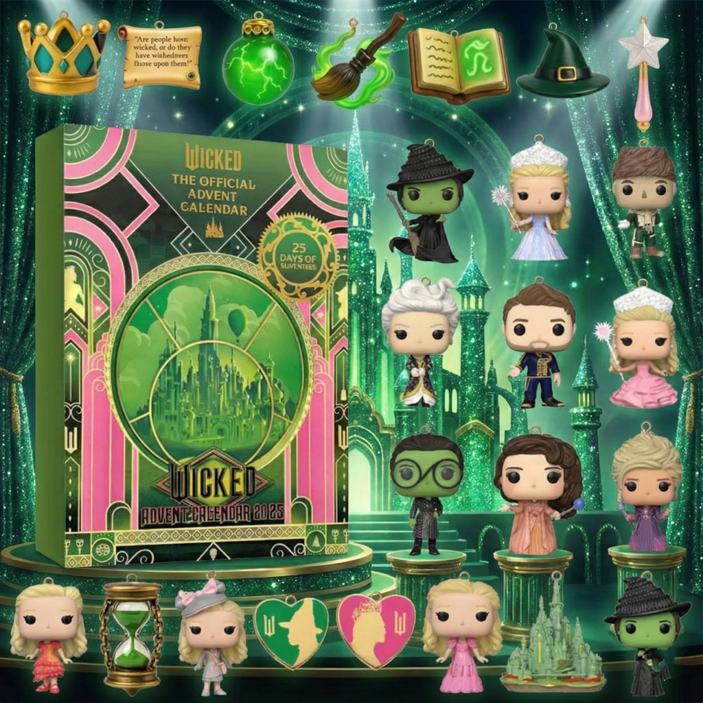 Wicked Advent Calendar 2025, 25 Day Mini Figures & Ornaments, Musical Fans Christmas Countdown Collectible Set