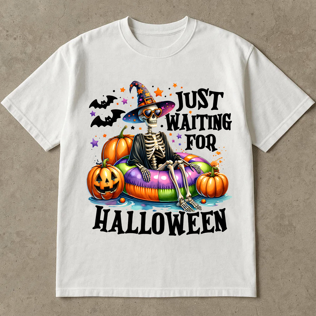 Funny Halloween Shirt, Just Waiting for Halloween Tee, Spooky Summer Vibes T-Shirt, Cute Halloween Shirt
