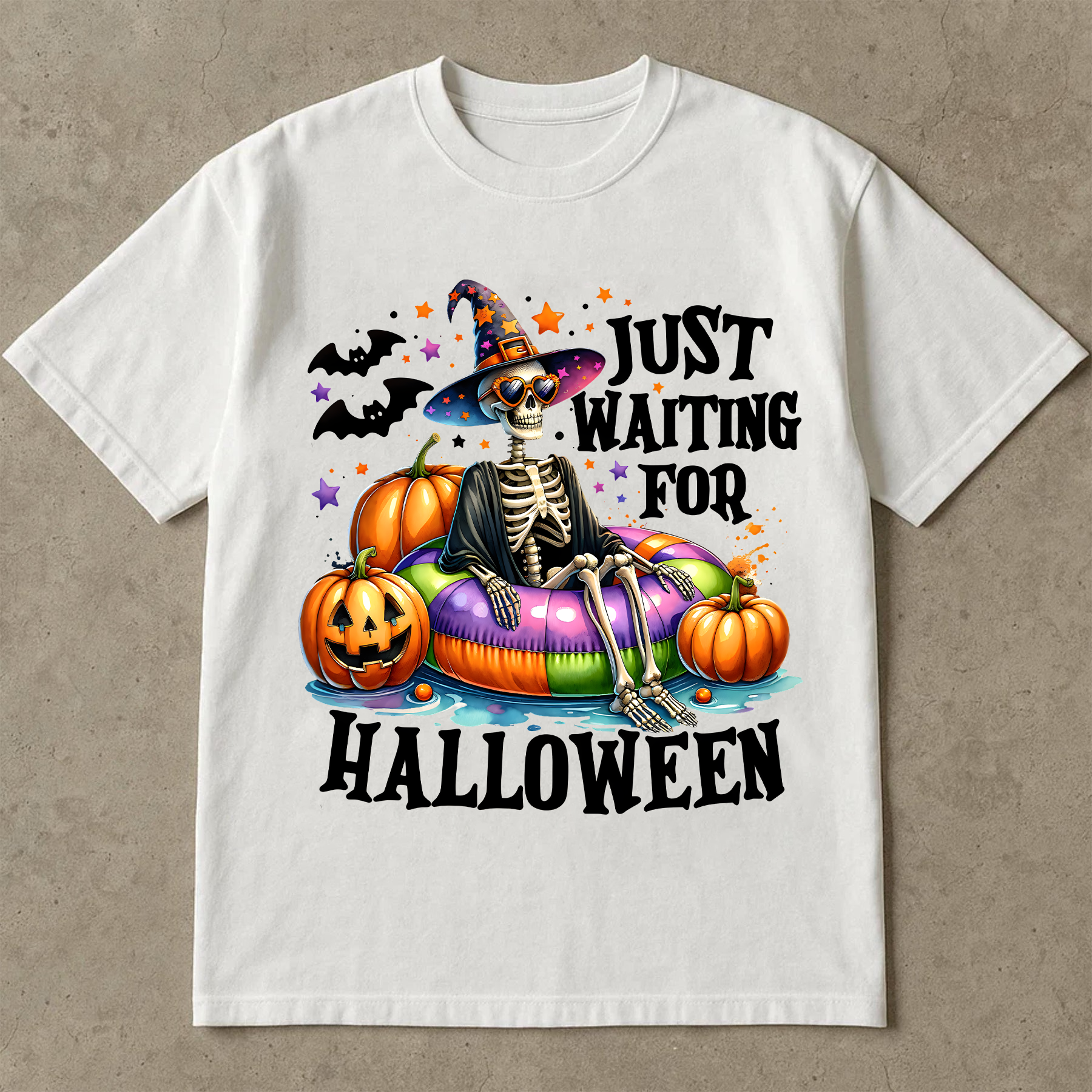 Funny Halloween Shirt, Just Waiting for Halloween Tee, Spooky Summer Vibes T-Shirt, Cute Halloween Shirt