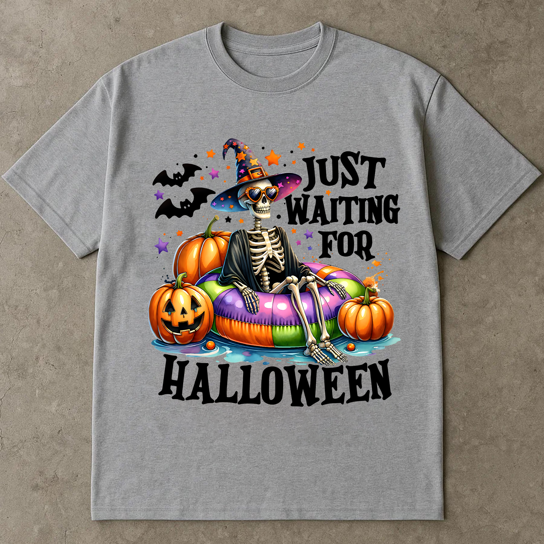 Funny Halloween Shirt, Just Waiting for Halloween Tee, Spooky Summer Vibes T-Shirt, Cute Halloween Shirt