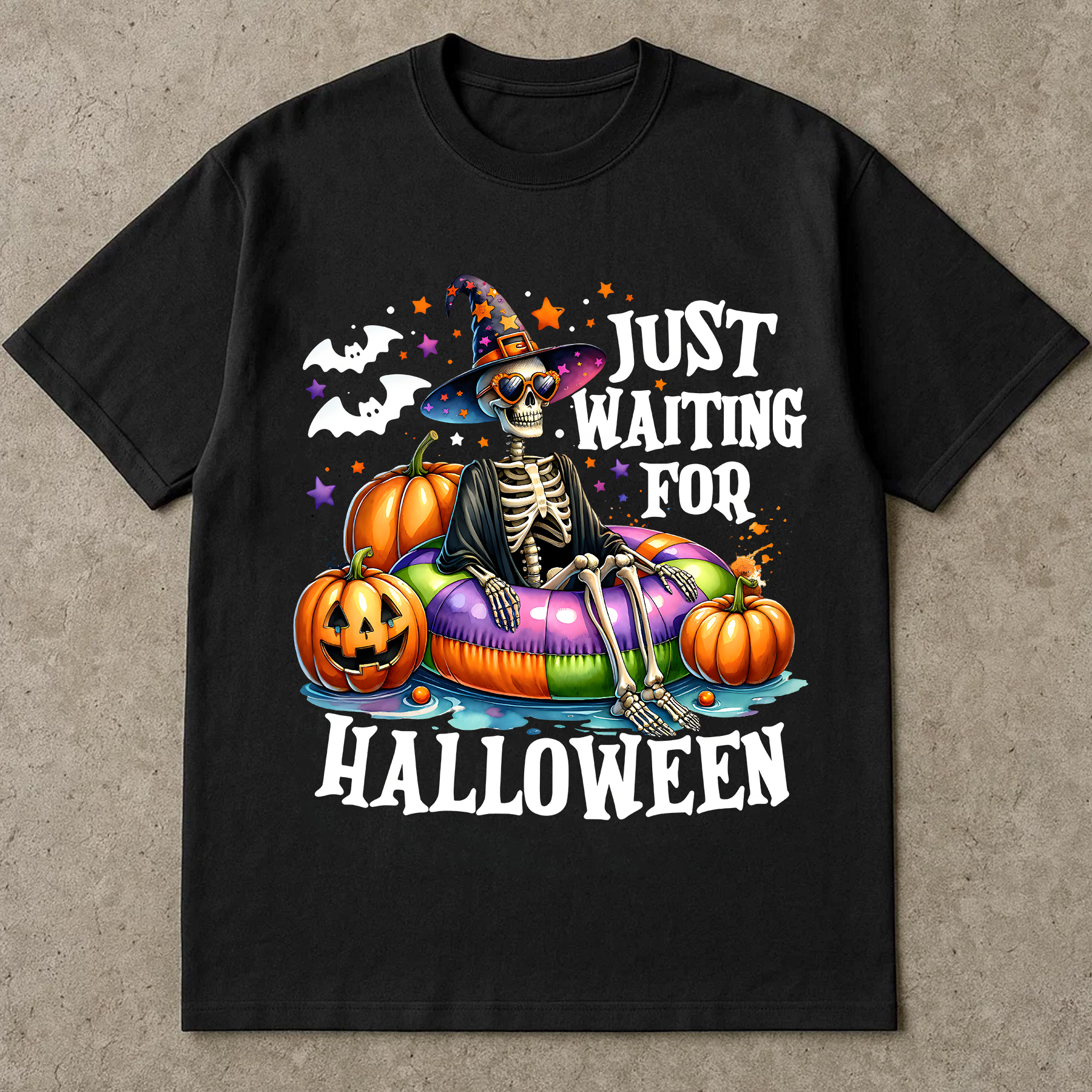 Funny Halloween Shirt, Just Waiting for Halloween Tee, Spooky Summer Vibes T-Shirt, Cute Halloween Shirt