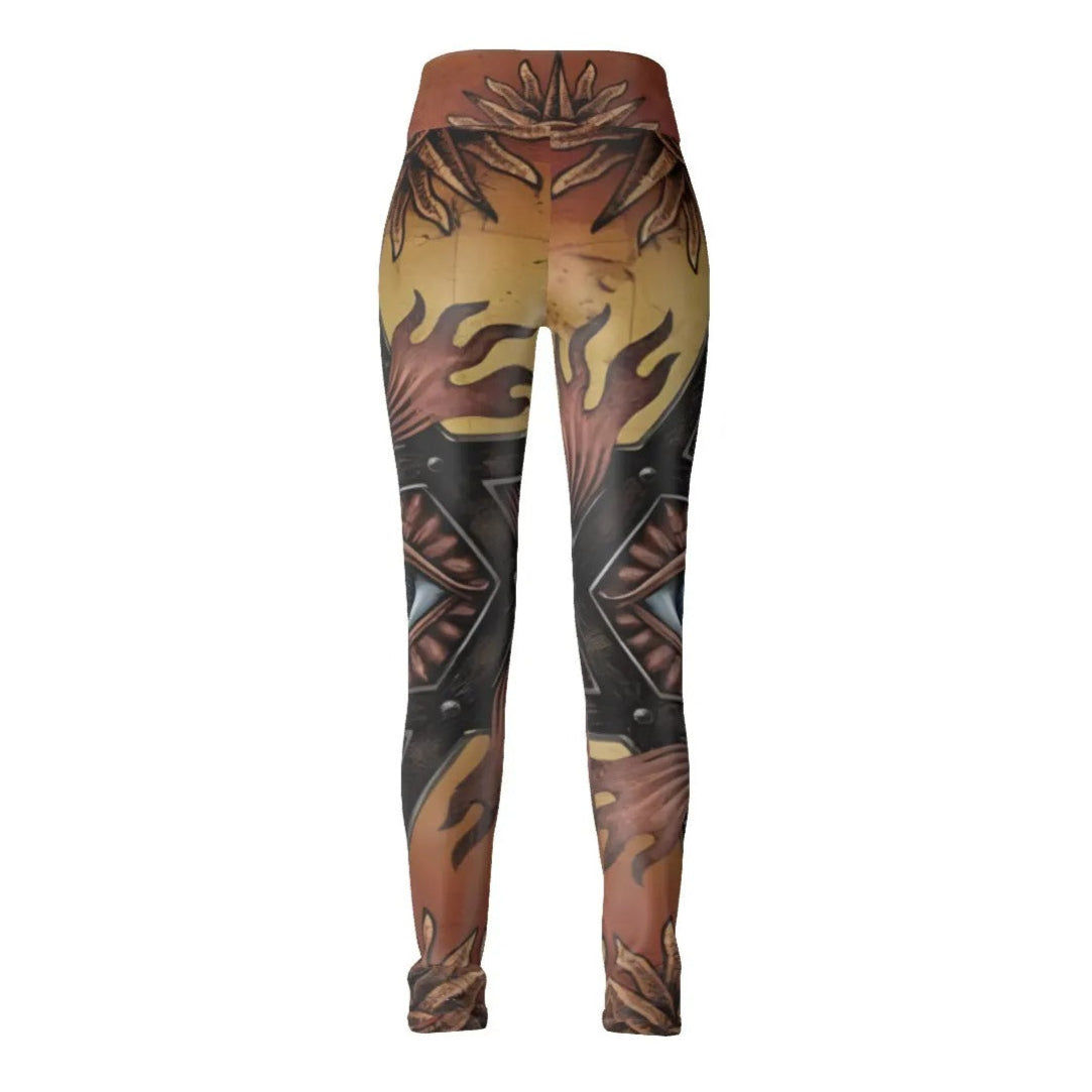 Mystic Mandala Women Leggings, Sacred Geometry Eye Tee, Psychedelic Sun Leggings, Boho Spiritual Festival Wear