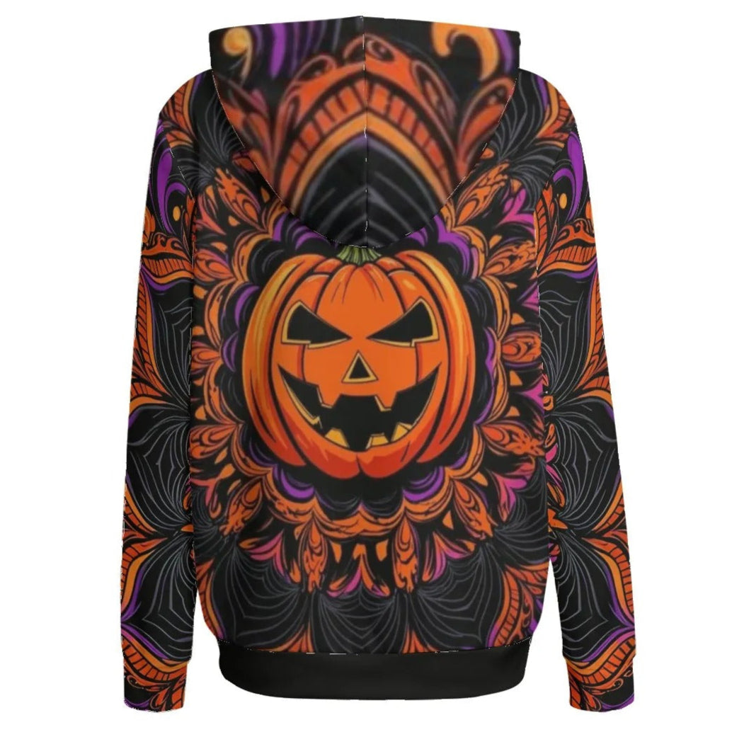 Pumpkin Mandala Magic Women’s Essentials Hoodie, Halloween Costume Ideas , Halloween Jack-o’-Lantern Sweatshirt, Spooky Mandala Art, Halloween Horror Nights