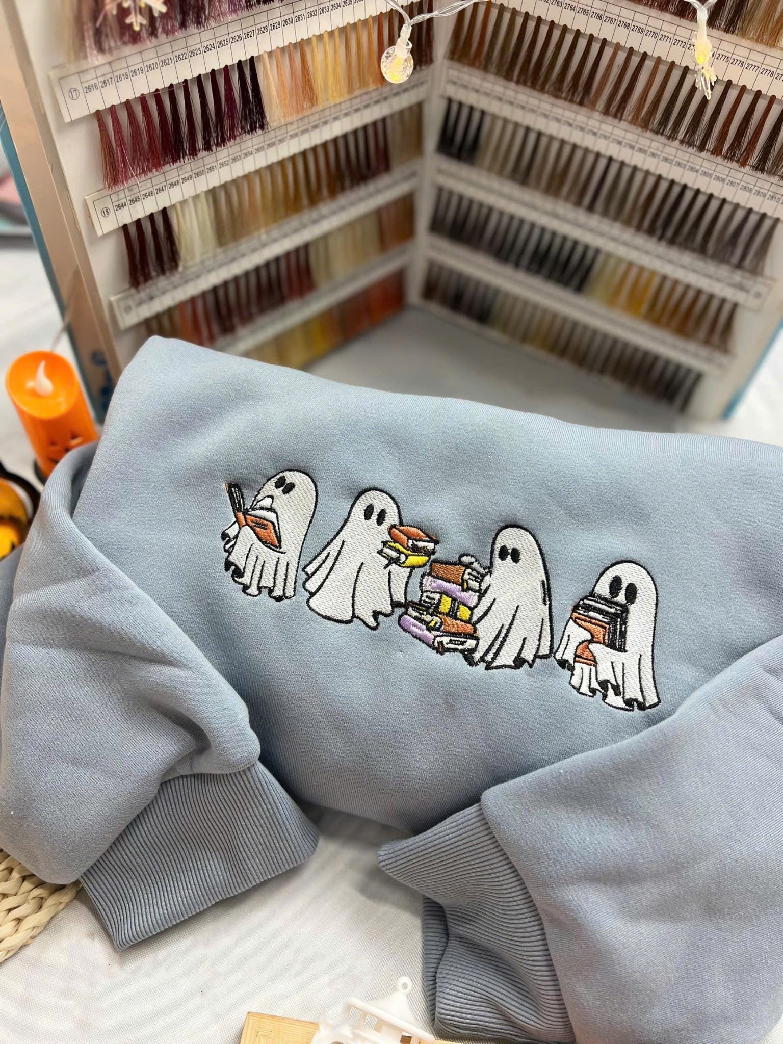 Embroidered Ghost Sweatshirt, Halloween Embroidered Sweatshirt, Cute Ghost Shirt, Halloween Sweatshirt, Cute Halloween, Halloween Gift EBAC18