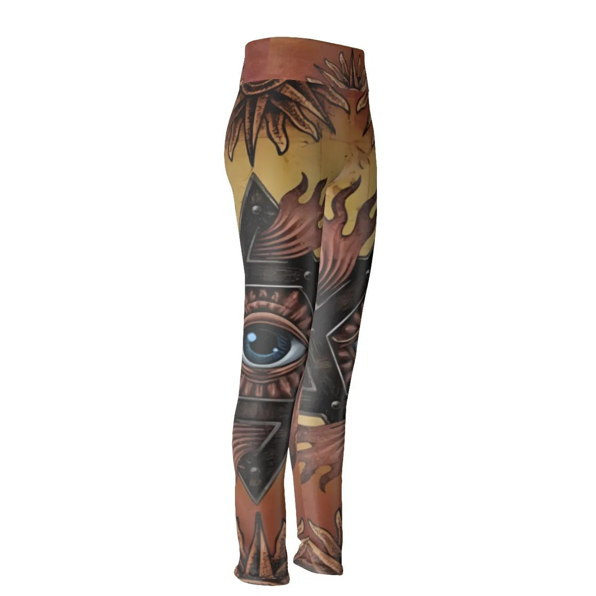 Mystic Mandala Women Leggings, Sacred Geometry Eye Tee, Psychedelic Sun Leggings, Boho Spiritual Festival Wear
