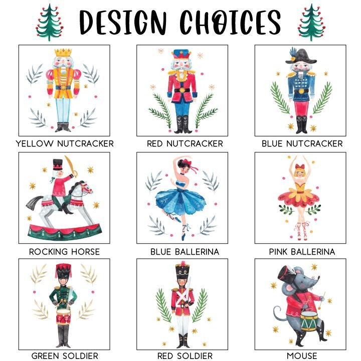 Personalized Nutcracker Gift Bag, Christmas Santa Sack with Name, Ballerina & Toy Soldier Design, Custom Xmas Gift Bag for Kids & Family