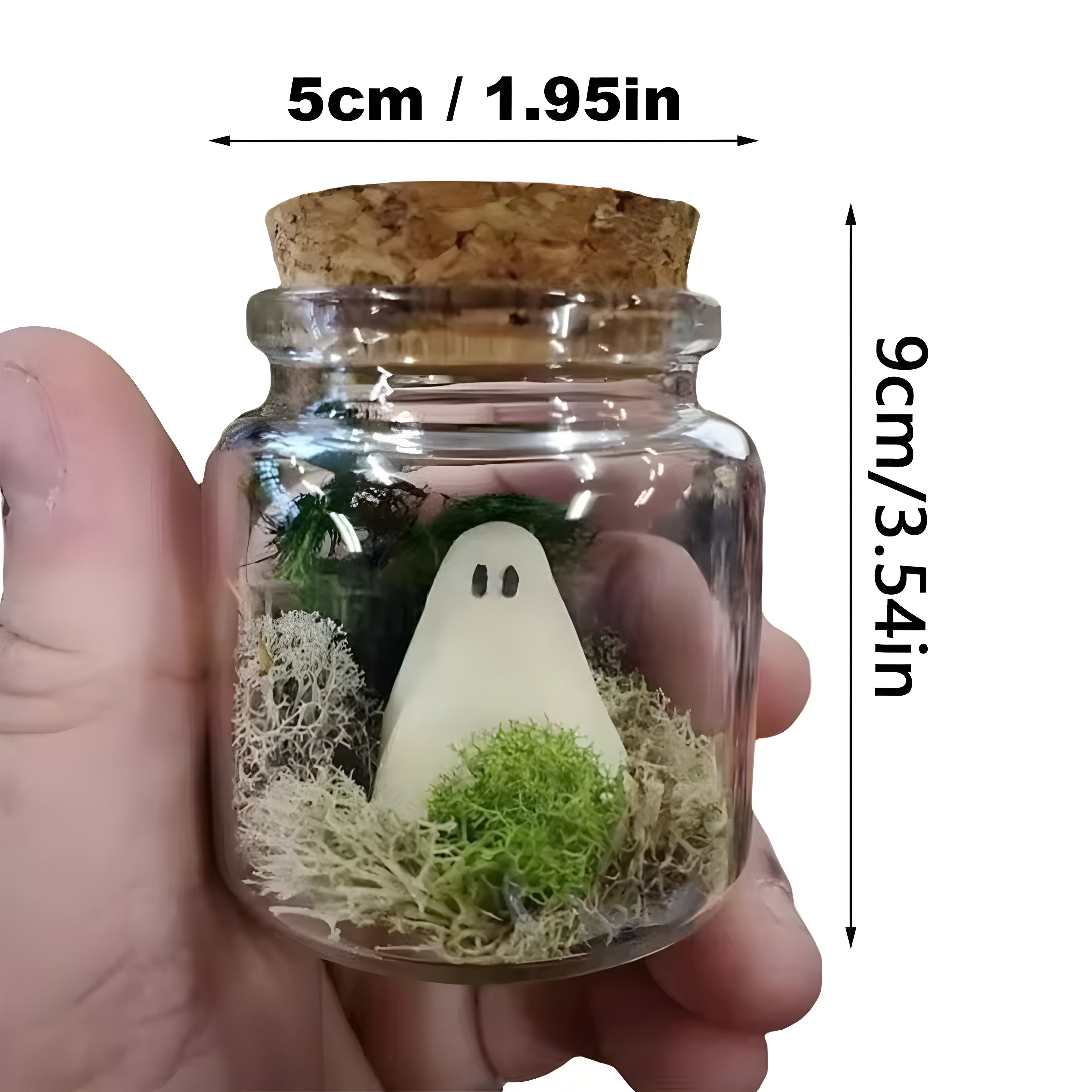 Halloween Decorations, Mini Pet Ghosts in a Jar, Glow in the Dark Ghost Figurines, Resin Luminous Ghosts, Glass Dome Halloween Decor