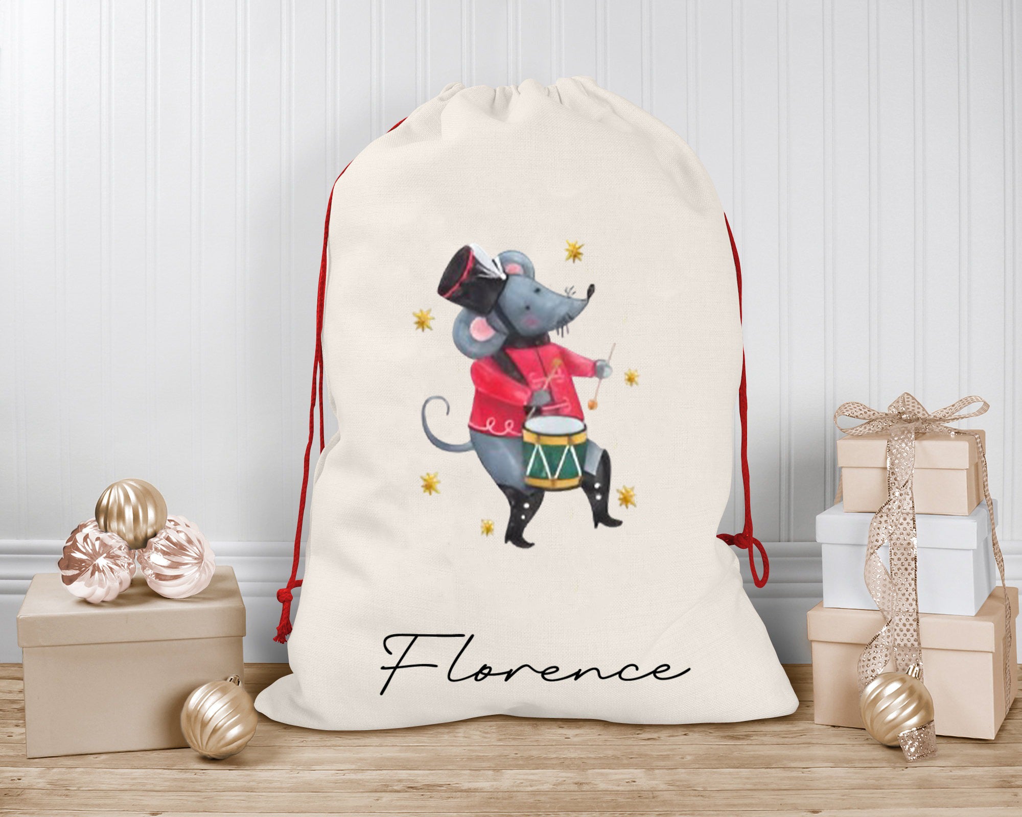 Personalized Nutcracker Gift Bag, Christmas Santa Sack with Name, Ballerina & Toy Soldier Design, Custom Xmas Gift Bag for Kids & Family