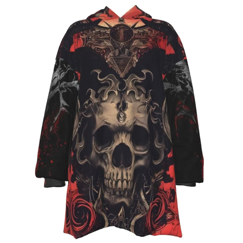 Infernal Mandala Halloween Skull Women’s Hooded Blanket, Womens Halloween Costumes Throw, Halloween Costume Ideas  Wrap
