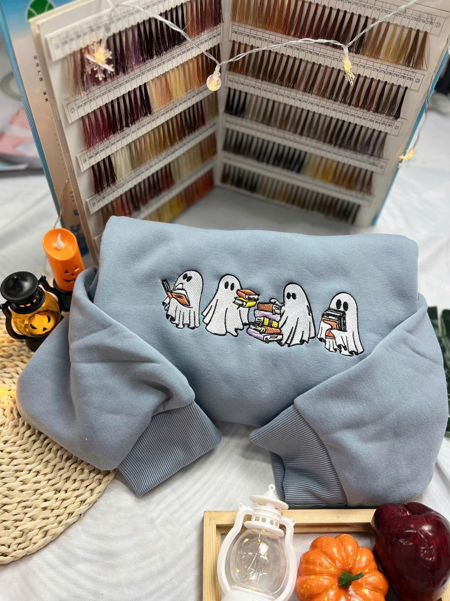 Embroidered Ghost Sweatshirt, Halloween Embroidered Sweatshirt, Cute Ghost Shirt, Halloween Sweatshirt, Cute Halloween, Halloween Gift EBAC18