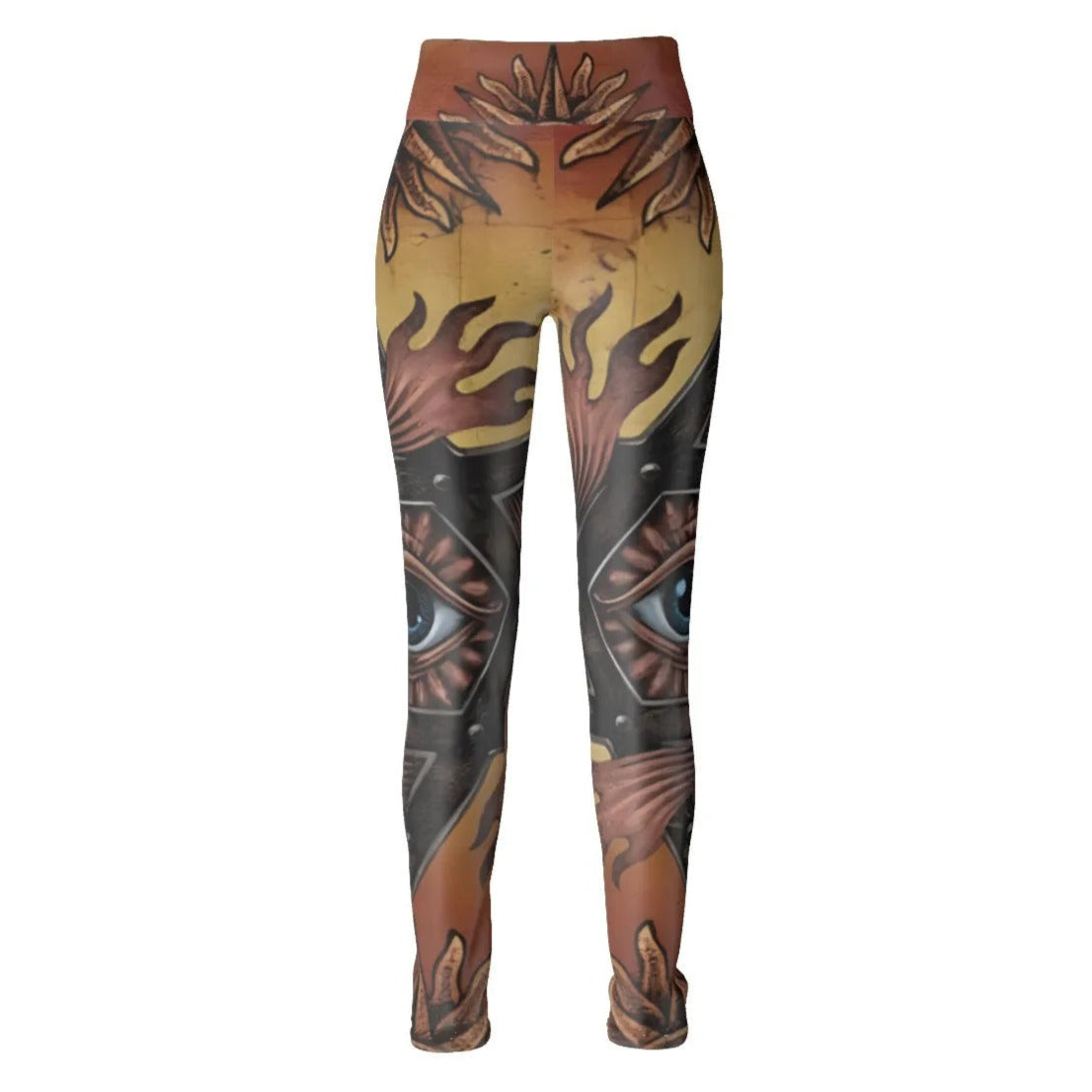 Mystic Mandala Women Leggings, Sacred Geometry Eye Tee, Psychedelic Sun Leggings, Boho Spiritual Festival Wear