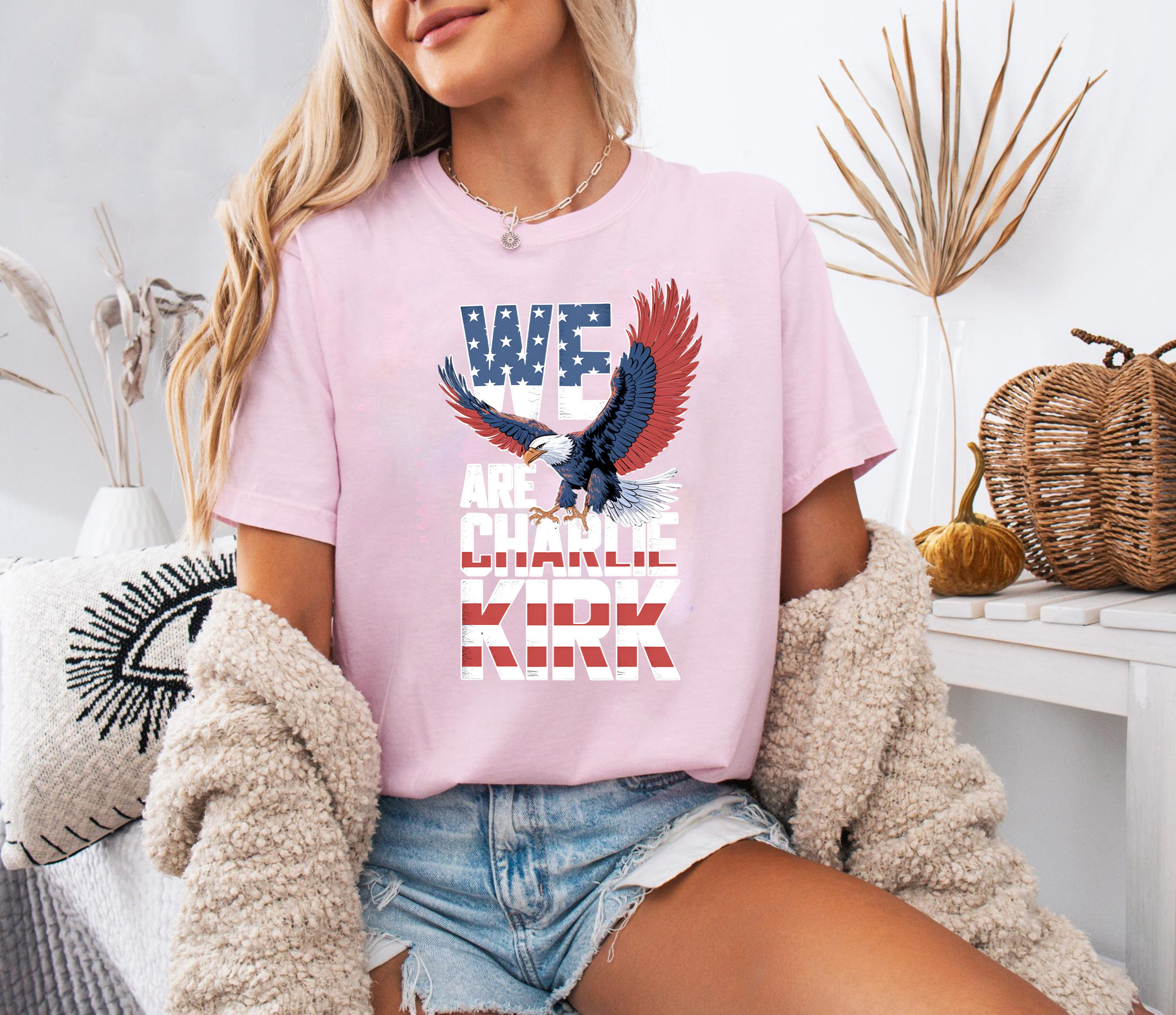 We Are Charlie Kirk Shirt, Patriotic Bald Eagle Tee, American Flag Graphic T-Shirt, USA Pride Top, 4th of July Gift Shirt