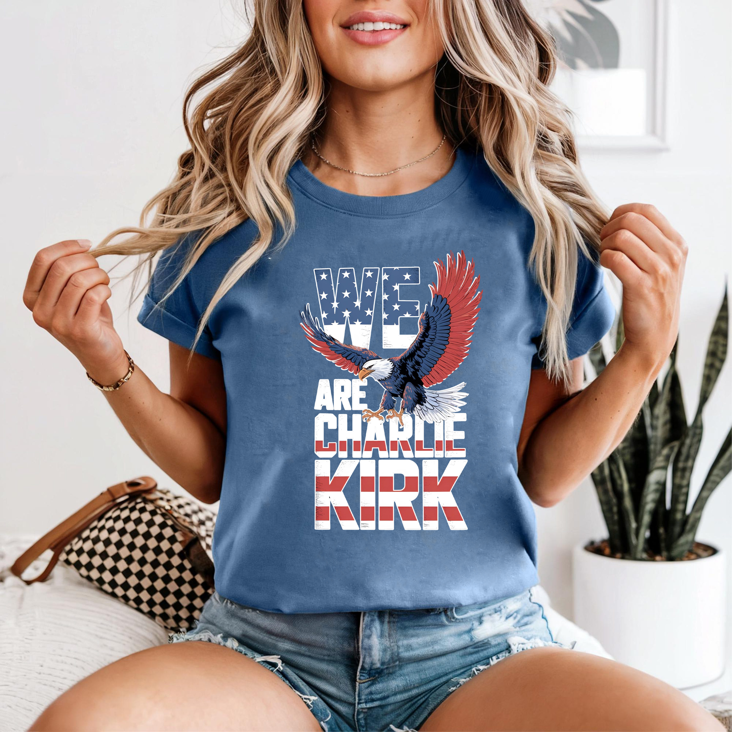 We Are Charlie Kirk Shirt, Patriotic Bald Eagle Tee, American Flag Graphic T-Shirt, USA Pride Top, 4th of July Gift Shirt