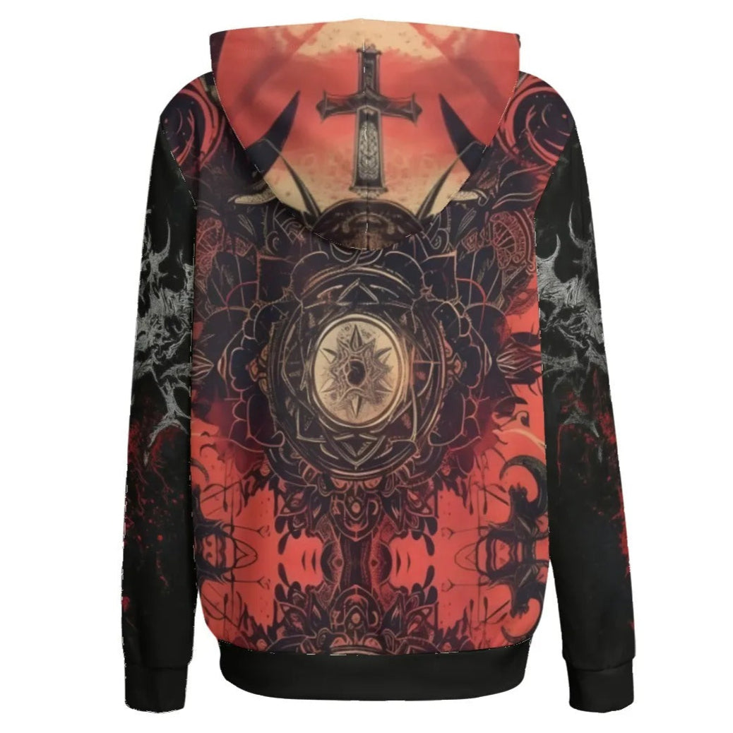 Infernal Mandala Skull Women’s Hoodie, Halloween Costume Ideas, Womens Halloween Costumes Sweatshirt, Dark Occult Apparel
