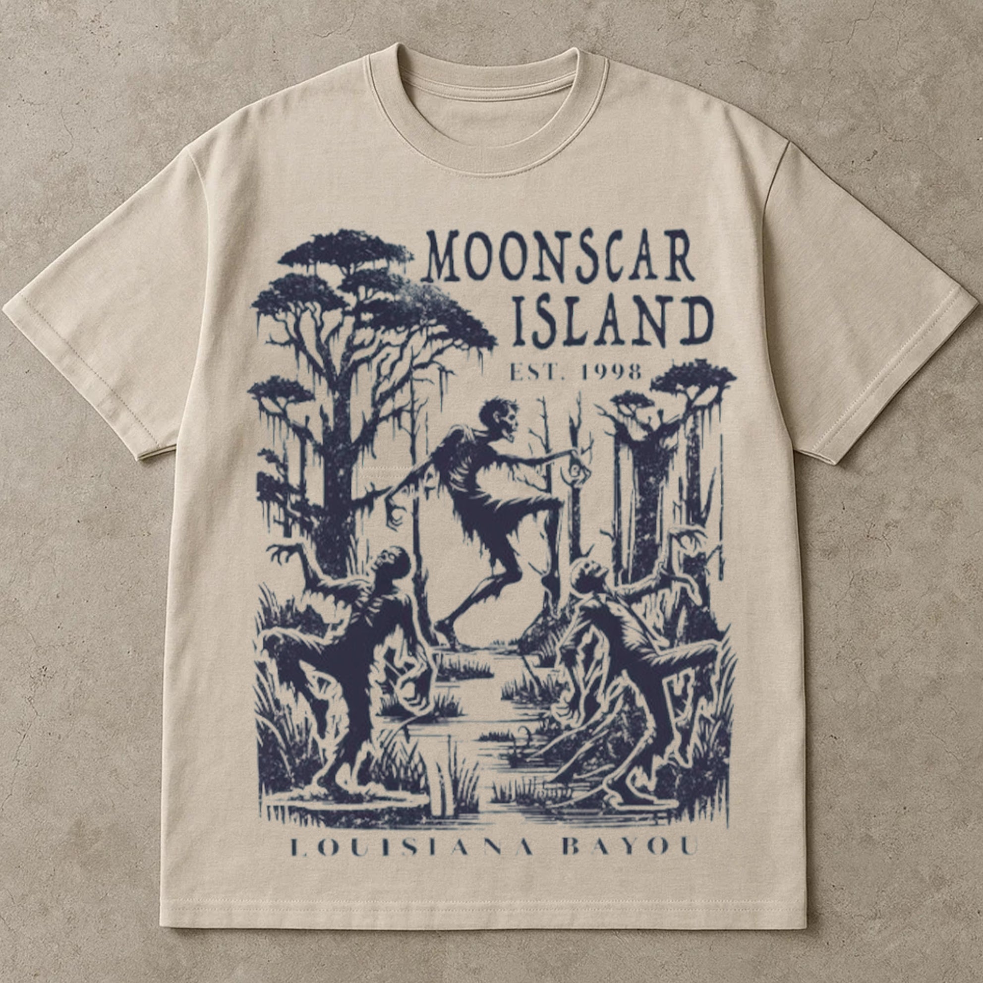 Moonscar Island Tee Shirts, Halloween Tee Shirts, Zombie Island, Halloween Gift, 90s nostalgia, Retro Halloween