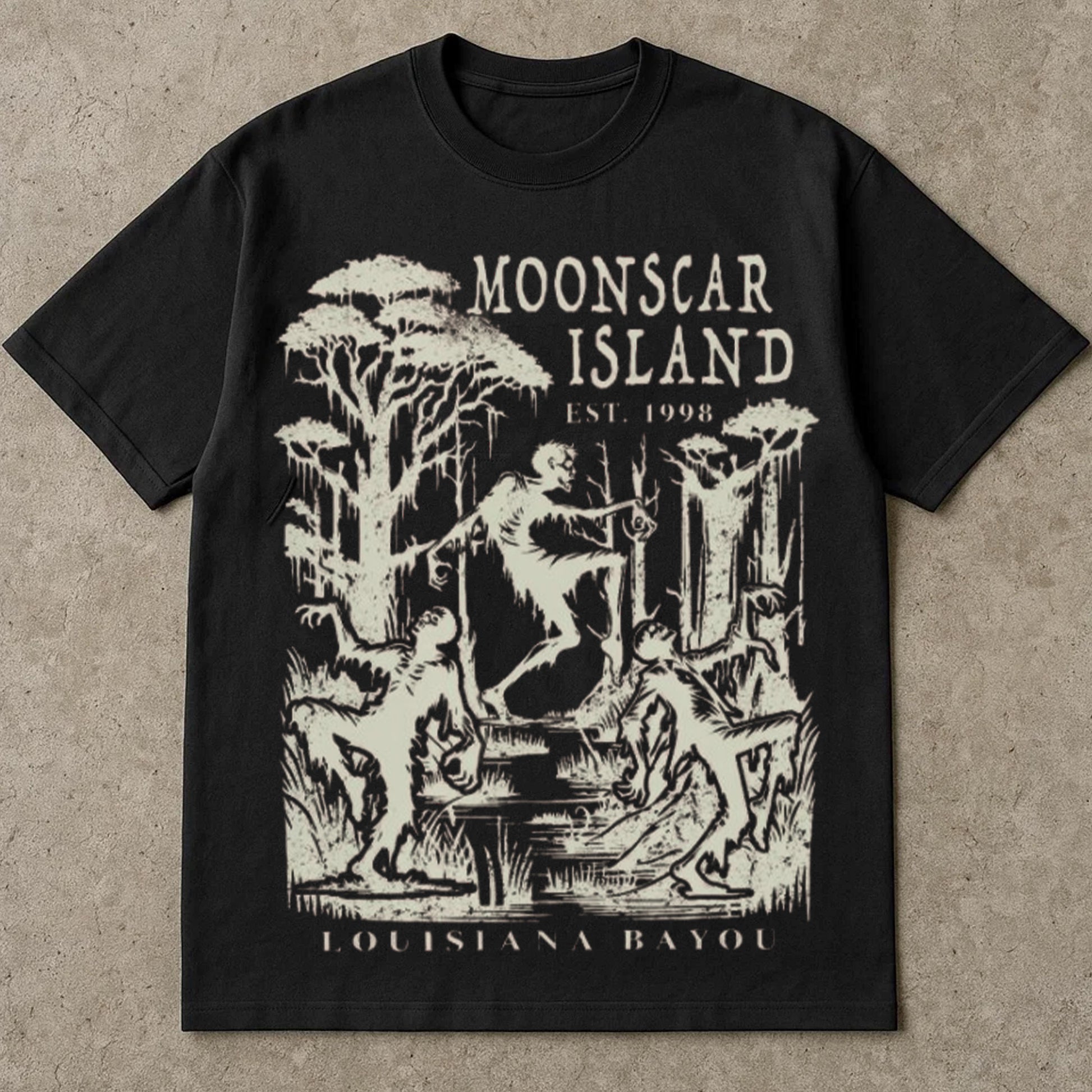 Moonscar Island Tee Shirts, Halloween Tee Shirts, Zombie Island, Halloween Gift, 90s nostalgia, Retro Halloween