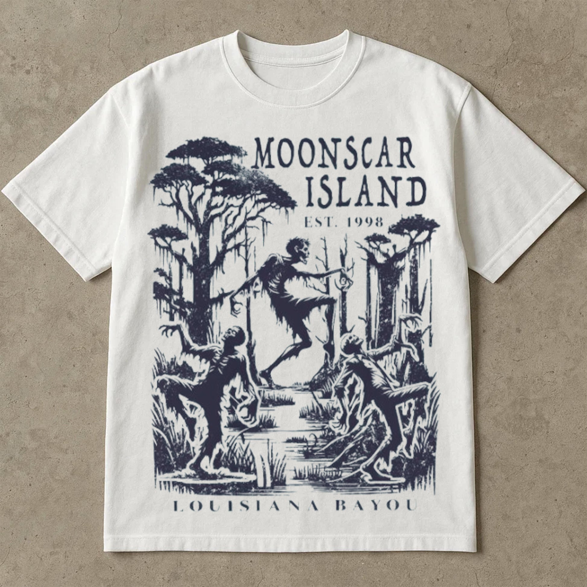 Moonscar Island Tee Shirts, Halloween Tee Shirts, Zombie Island, Halloween Gift, 90s nostalgia, Retro Halloween