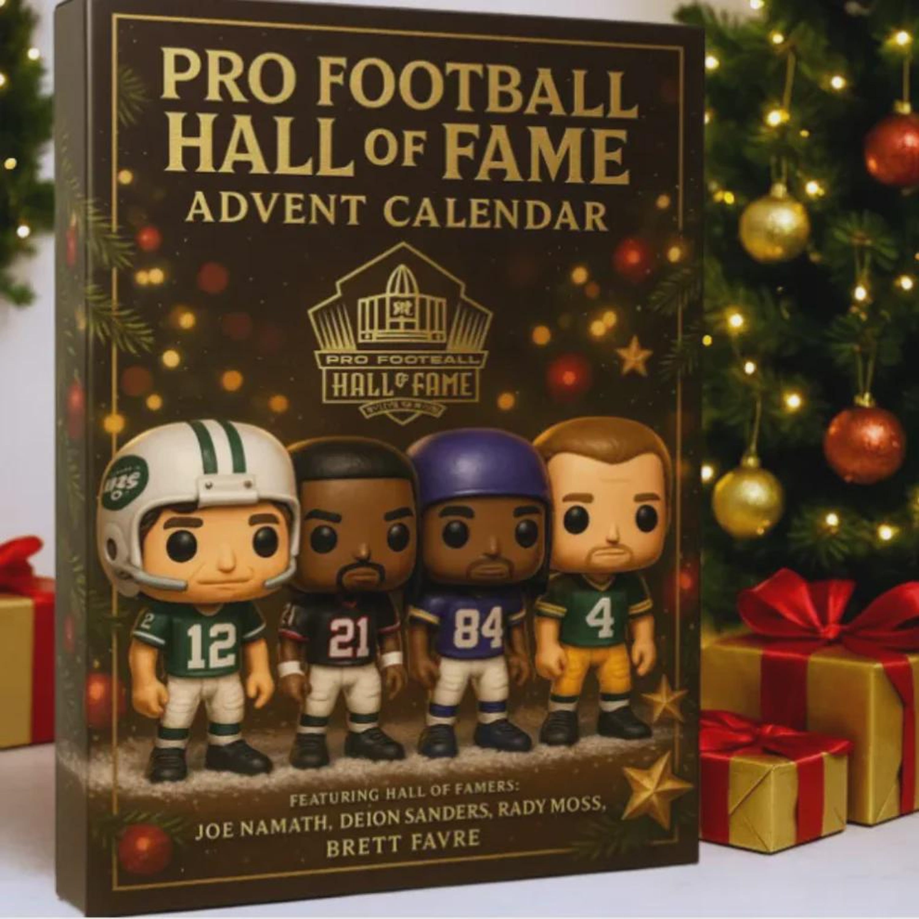 Pro Football Hall of Fame Advent Calendar, NFL Legend Figures, Football Fan Gift, 24 Collectible Minis, Christmas Countdown Box