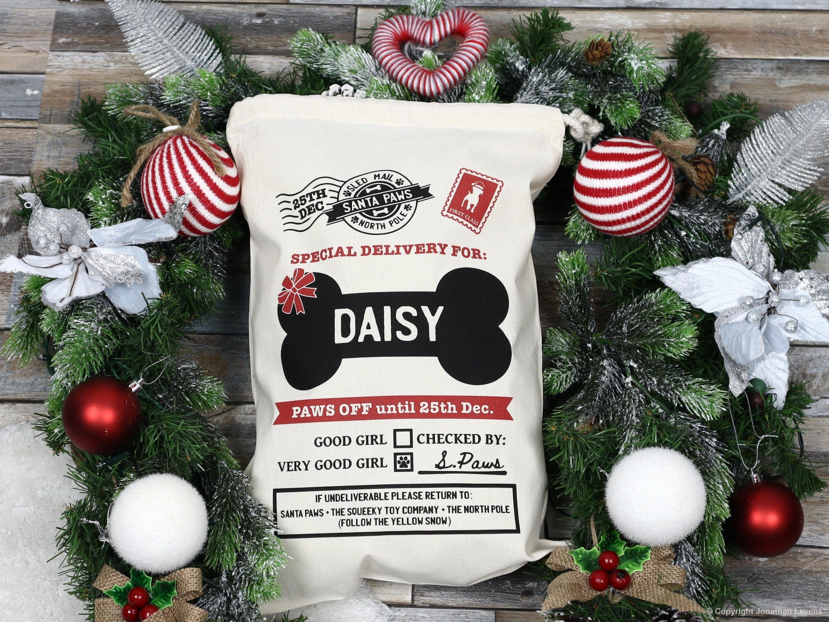 Personalized Christmas Stocking For Dogs, Custom Santa Sack For Pets, Merry Woofmas Gifts, Presents For Puppy, Dog Lover Bag, Santa Paws