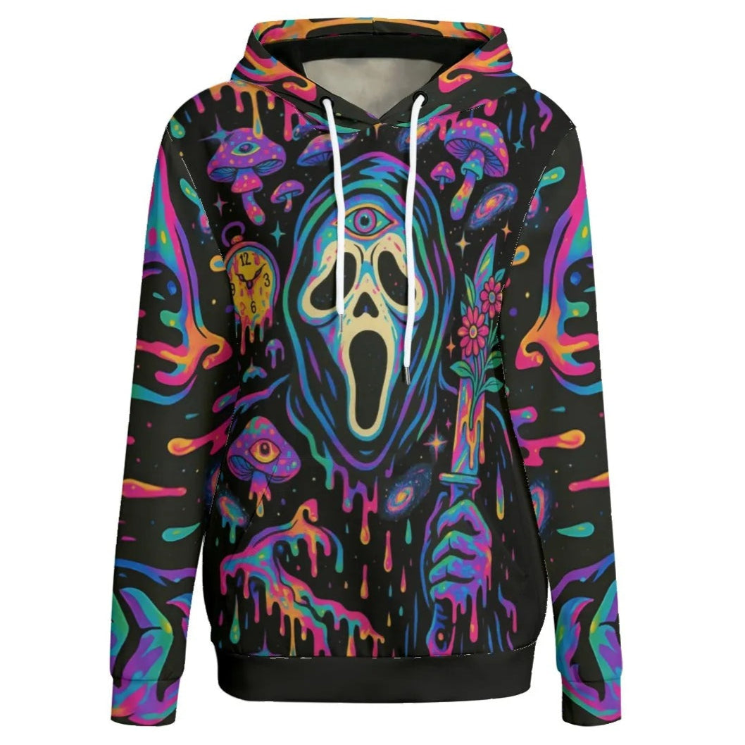 Halloween Costume Ideas, Psychedelic Halloween Mushrooms Women’s Hoodie, Couples Halloween Costumes, Neon Trippy Mushroom Sweatshirt, Spooky Halloween Art