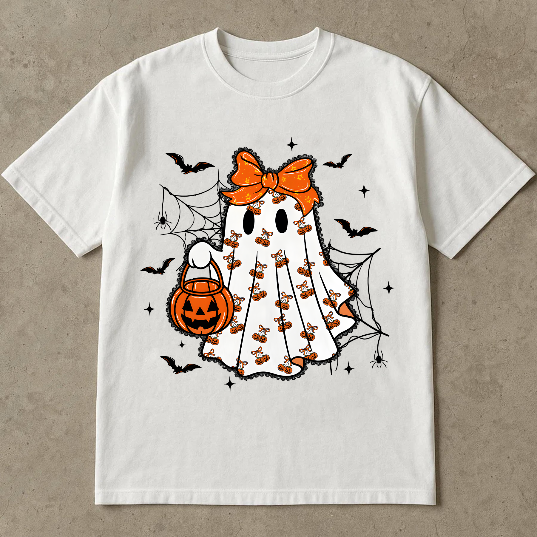 Cute Ghost Halloween Shirt, Kawaii Spooky Girl Tee, Trick or Treat Pumpkin Graphic T-Shirt, Fall Aesthetic Halloween Outfit