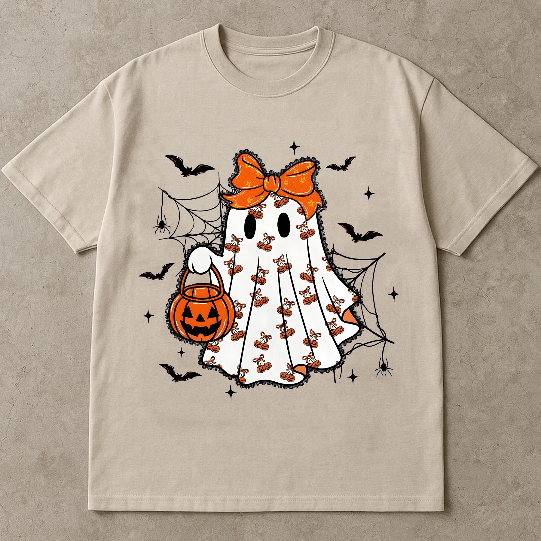 Cute Ghost Halloween Shirt, Kawaii Spooky Girl Tee, Trick or Treat Pumpkin Graphic T-Shirt, Fall Aesthetic Halloween Outfit